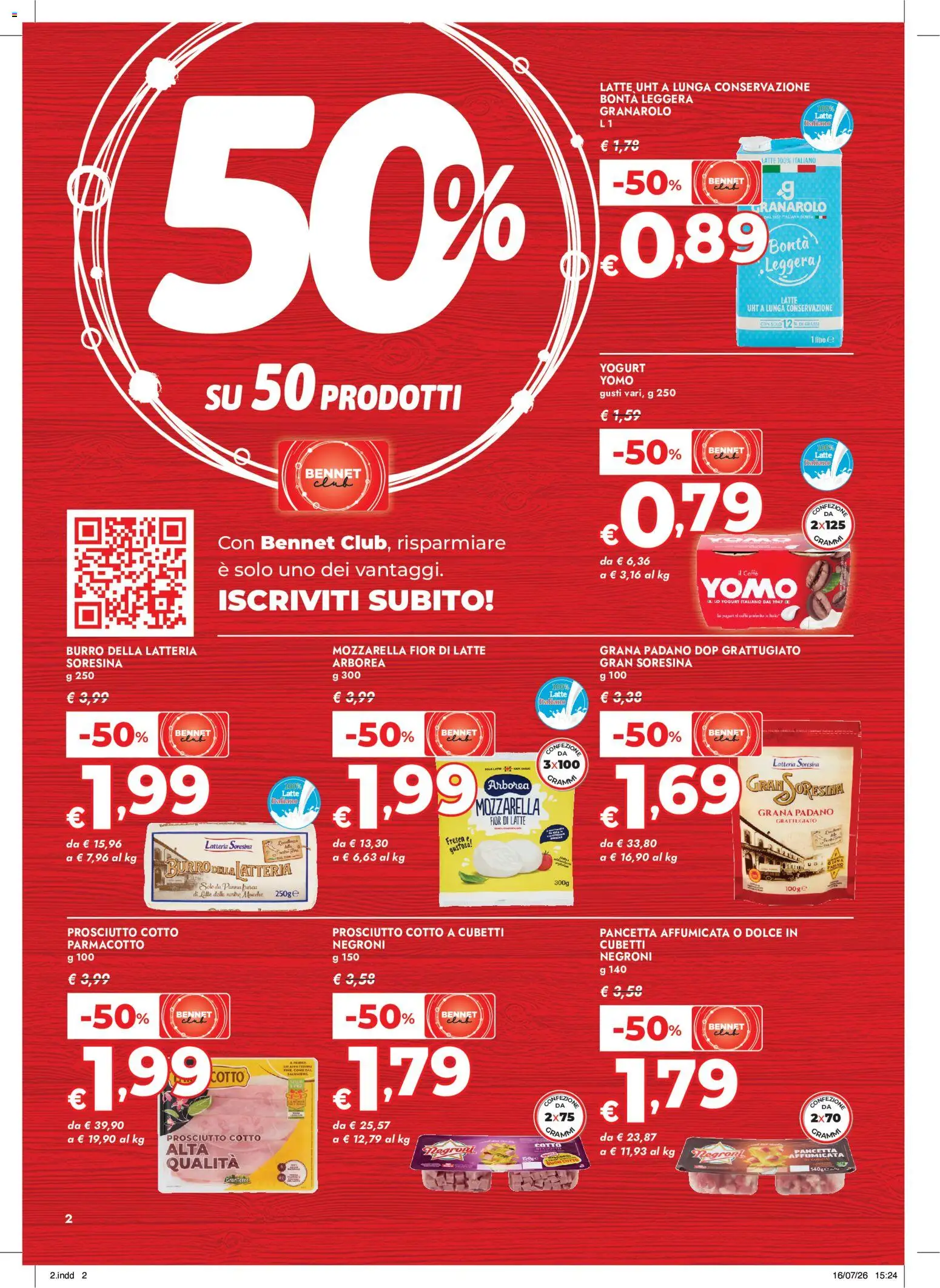 Volantino bennet del 30/07/2026 | Pagina: 2 | Prodotti: Caffè, Mozzarella, Burro, Grana Padano