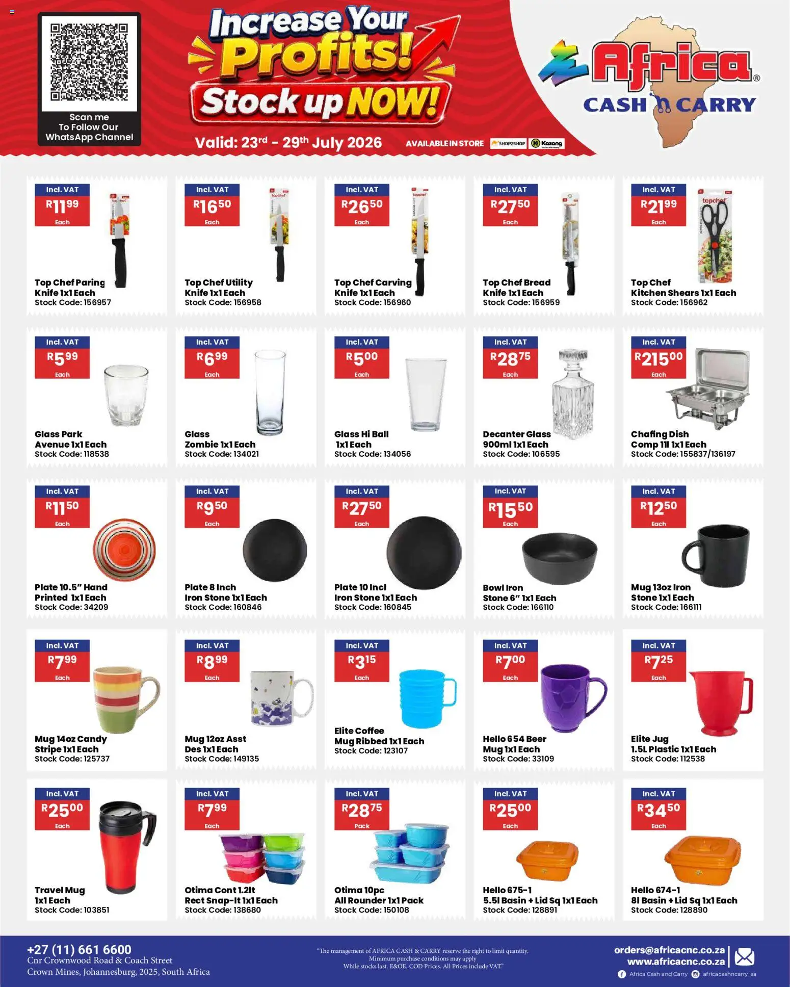 New Africa Cash & Carry catalogue – valid from 23/07/2026 | Page: 55 | Products: Iron, Beer, Basin, Stock