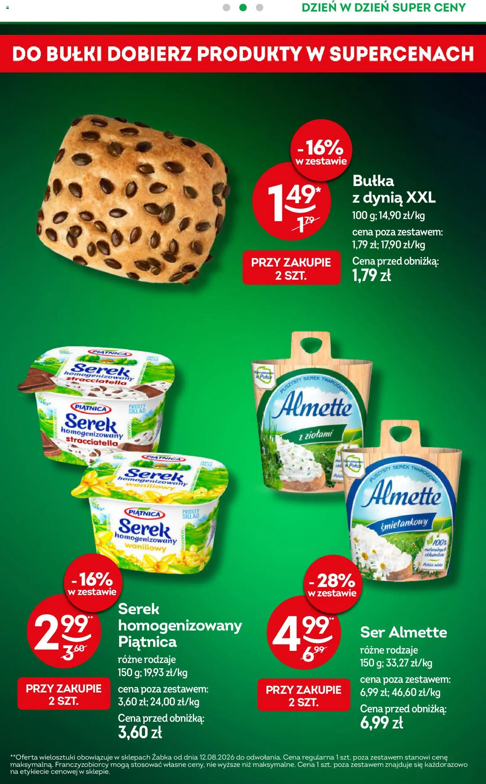Żabka gazetka - Codzienne produkty od 10.08.2026 | Strona: 5 | Produkty: Dynia, Bułki, Serek, Piątnica
