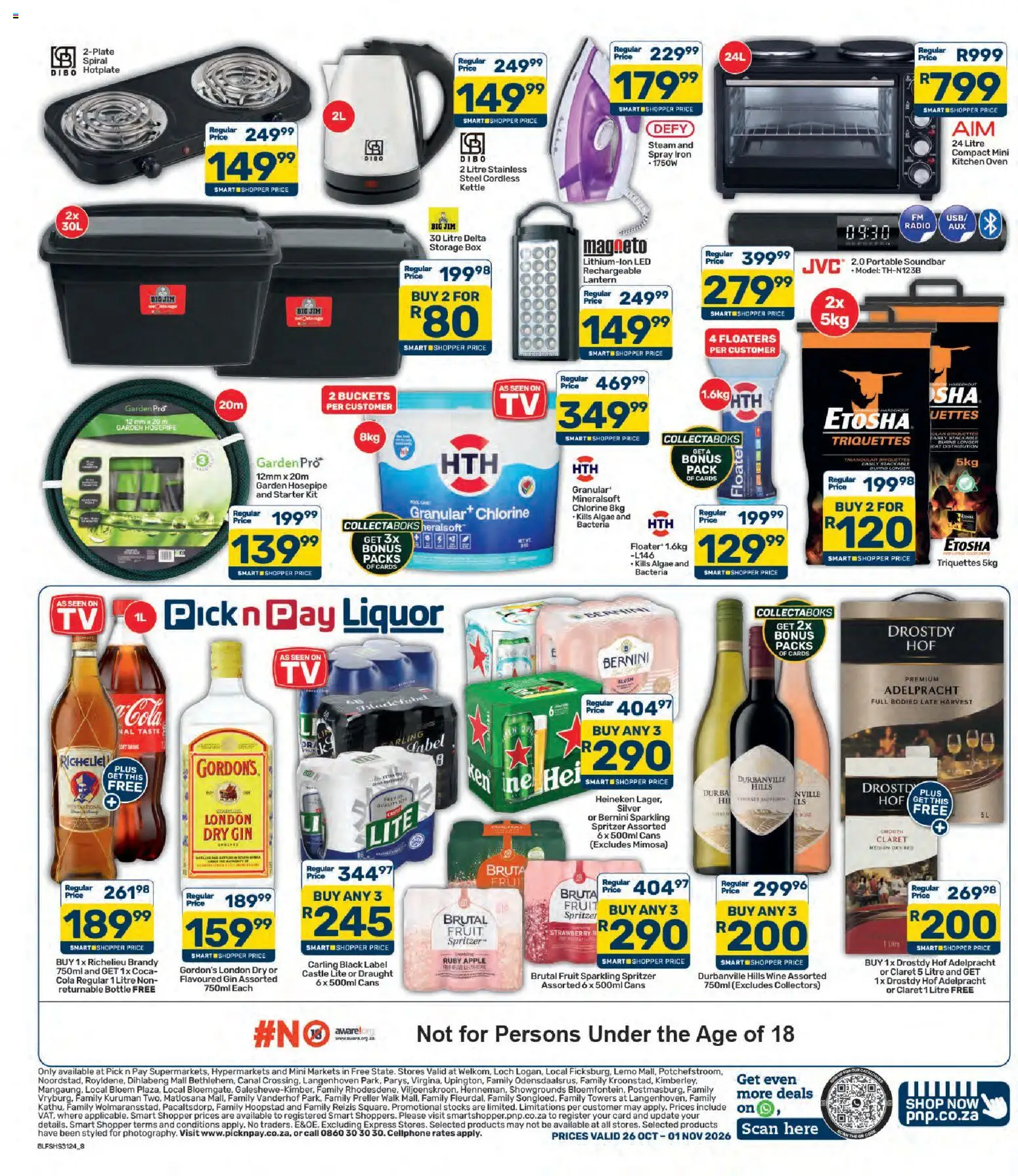 New Pick n Pay catalogue – valid from 26/10/2026 | Page: 4 | Products: Radio, Lantern, Box, Gin