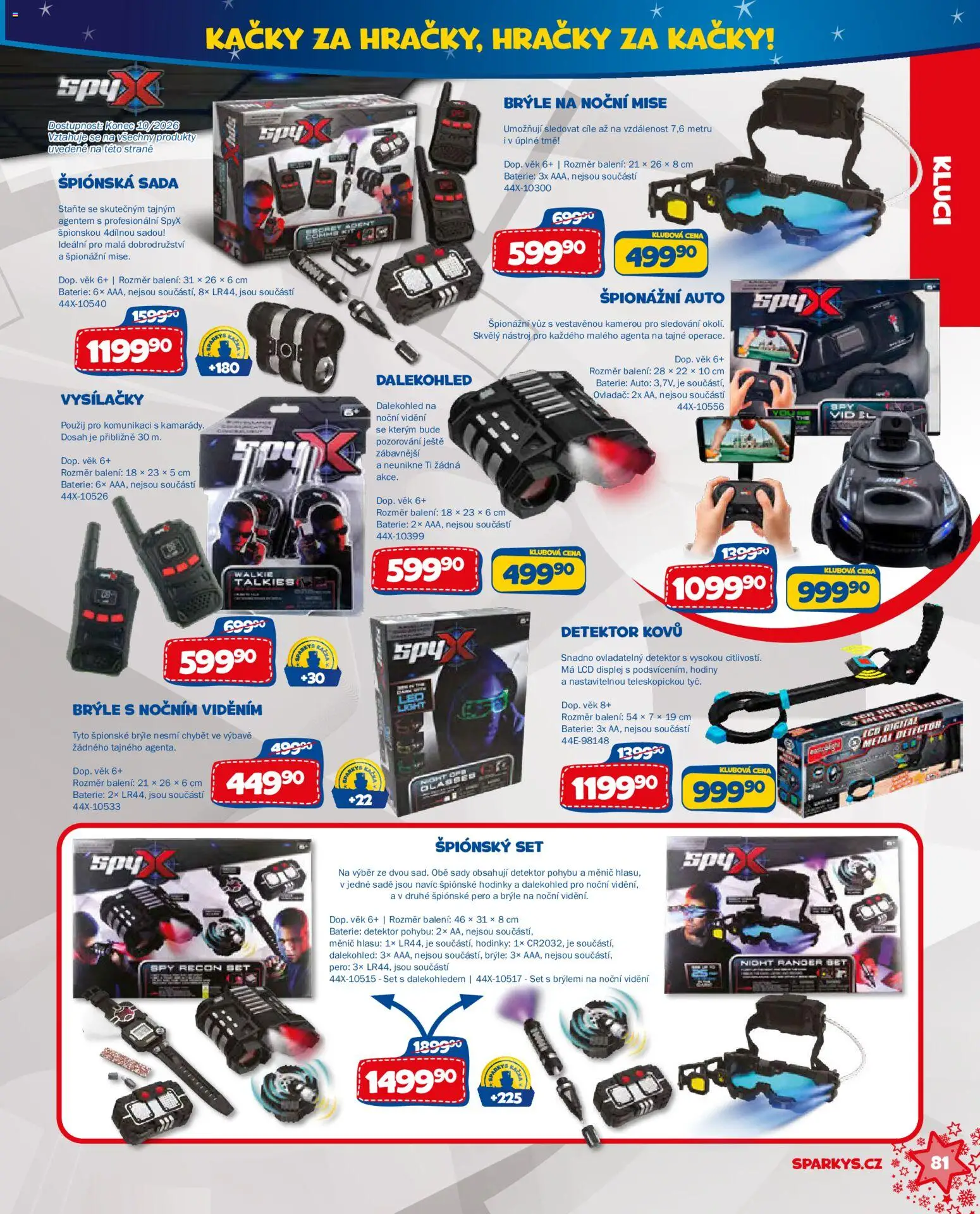 Sparkys katalog Vánoce 2026 od 01.10.2026 | Strana: 81 | Produkty: Pero, Dalekohled, Hodinky, Hračky