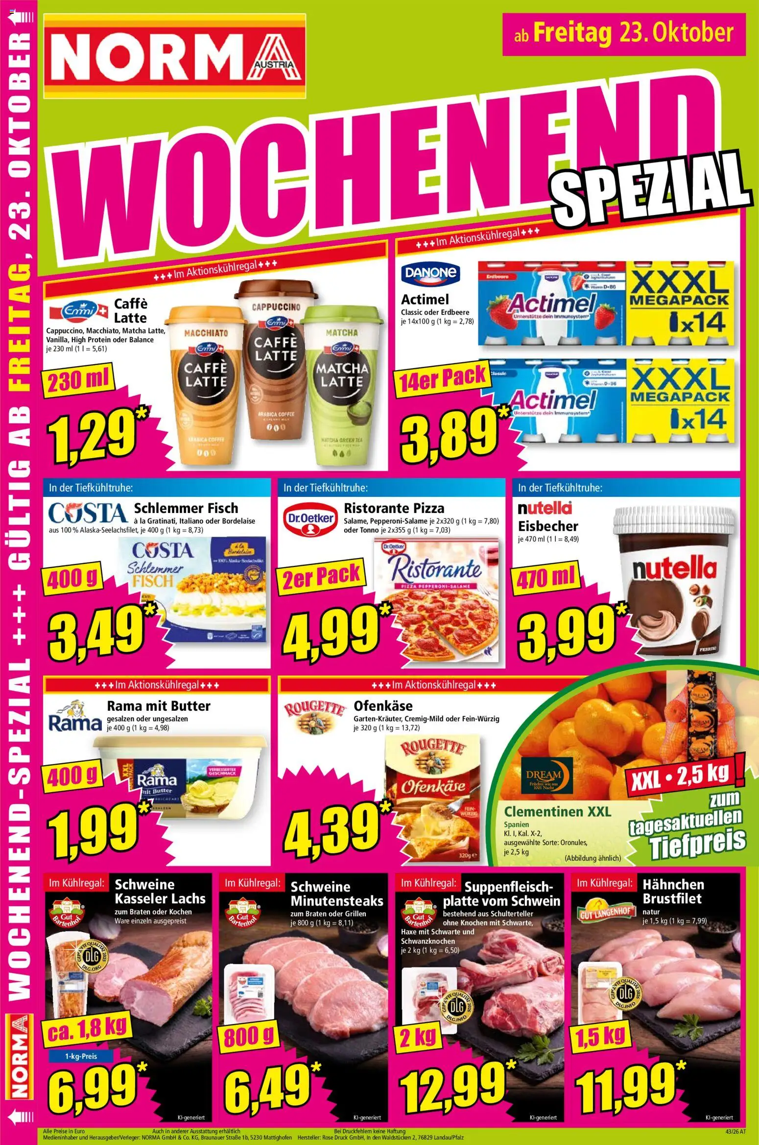 Norma Flugblatt gültig ab 19.10.2026 | Seite: 16 | Produkte: Nutella, Matcha, Butter, Pizza