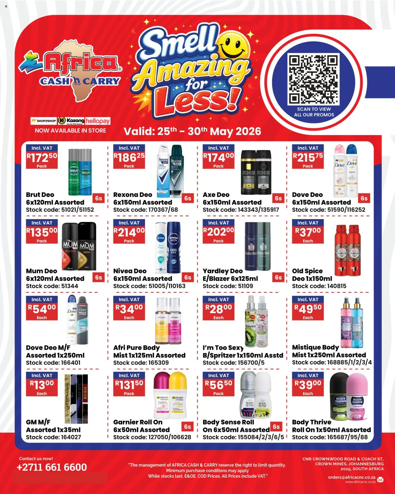 New Africa Cash & Carry catalogue – valid from 25.05.2026 | Page: 1 | Products: Shower, Stock