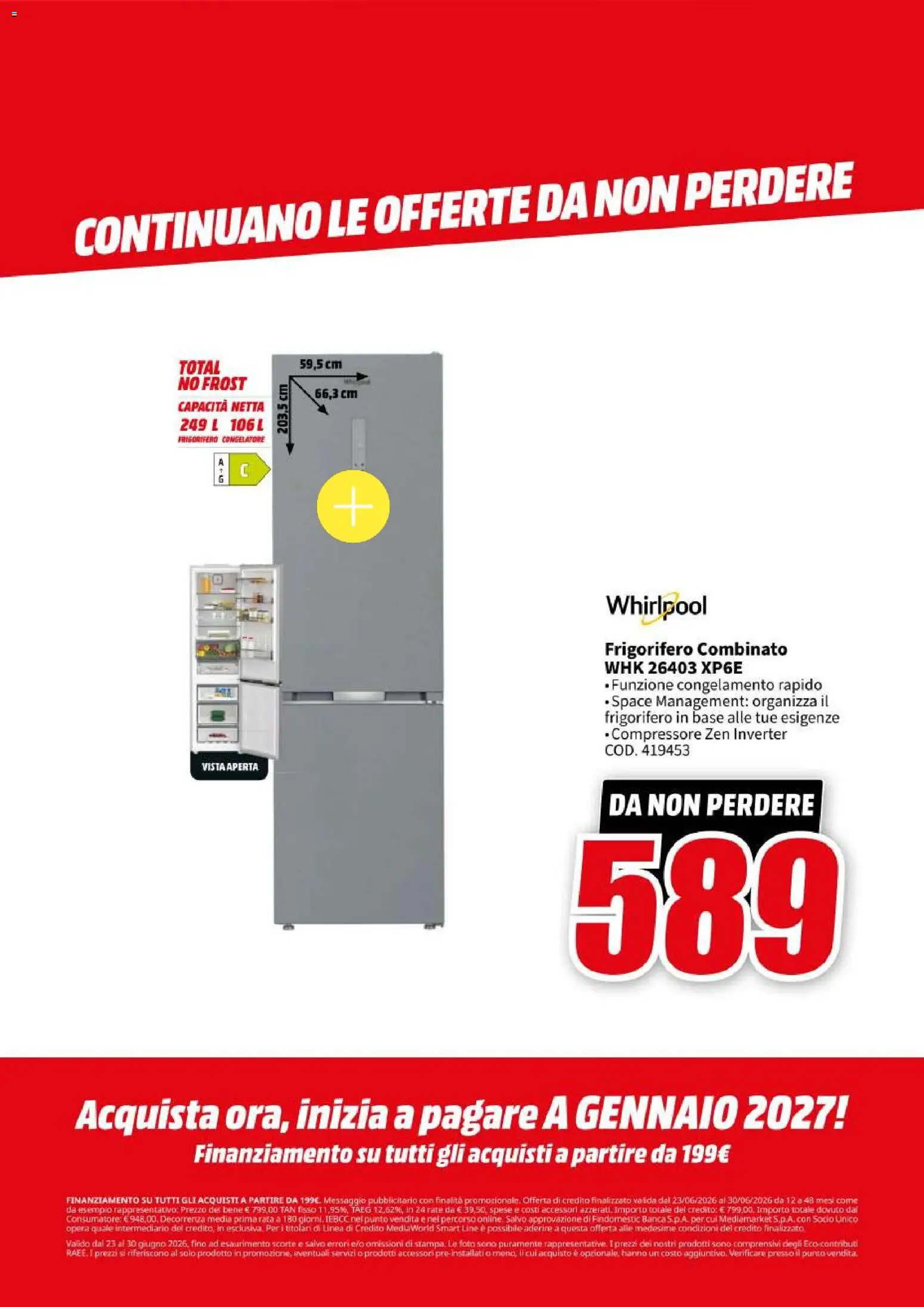 Volantino Media World del 23/06/2026 | Pagina: 59 | Prodotti: Compressore, Frigorifero, Congelatore, Frigorifero combinato