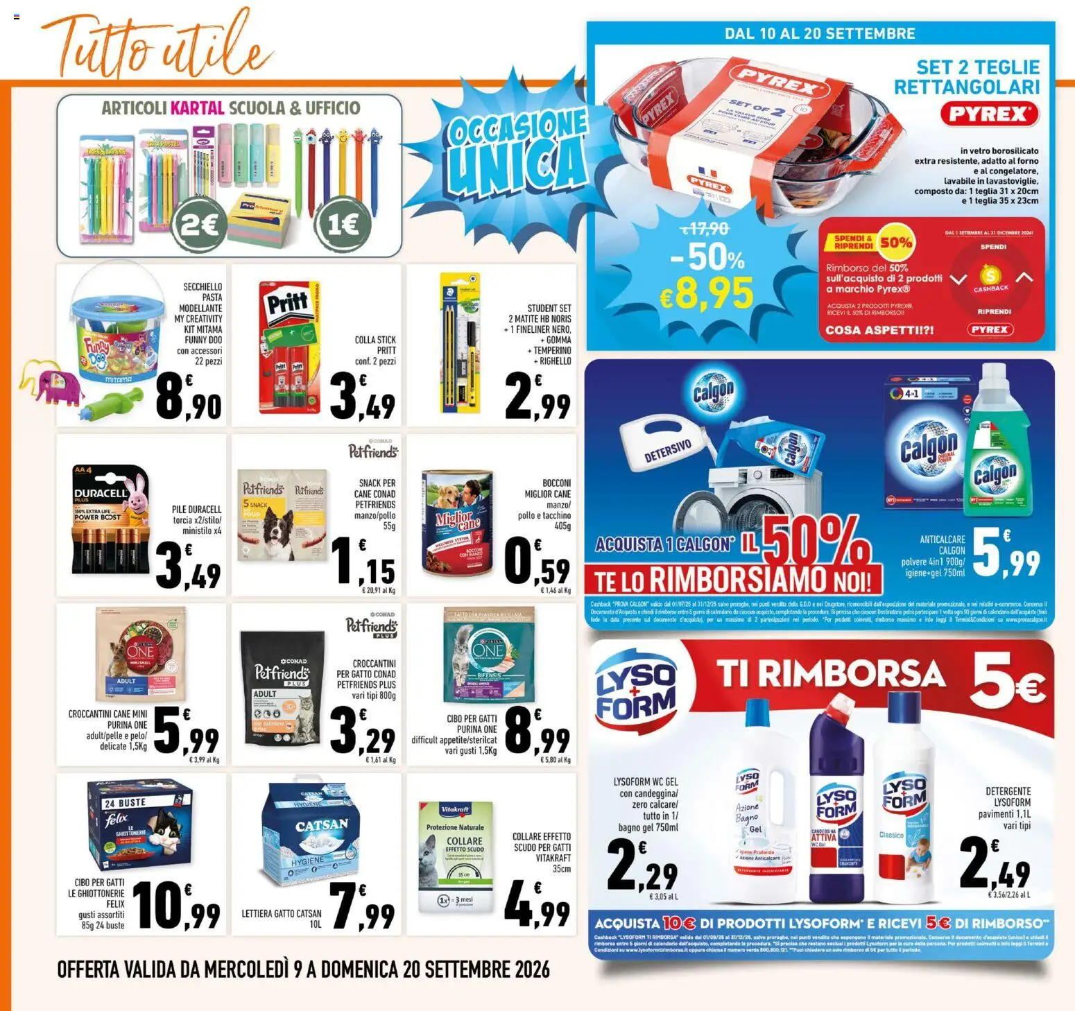 Volantino Conad del 09/09/2026 | Pagina: 22 | Prodotti: Pile, Tacchino, Colla, WC