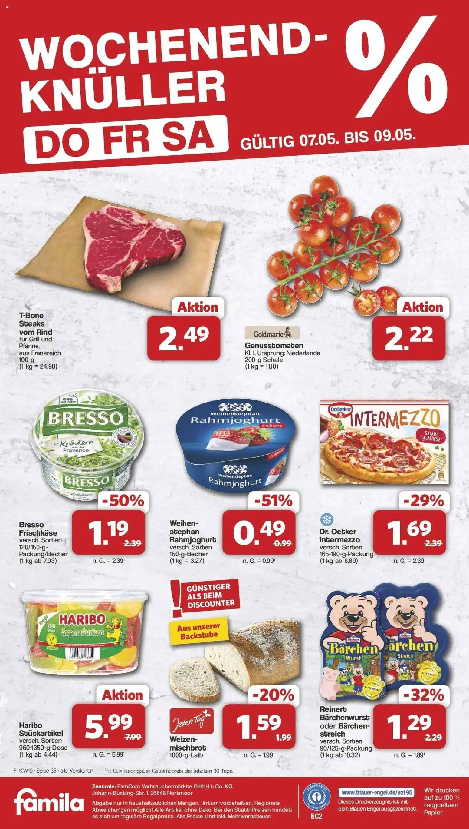 Famila Nordwest - Famila: Wochenangebote – gültig ab 03.05.2026 | Seite: 36 | Produkte: Haribo, Salami, Gurken, Frischkase