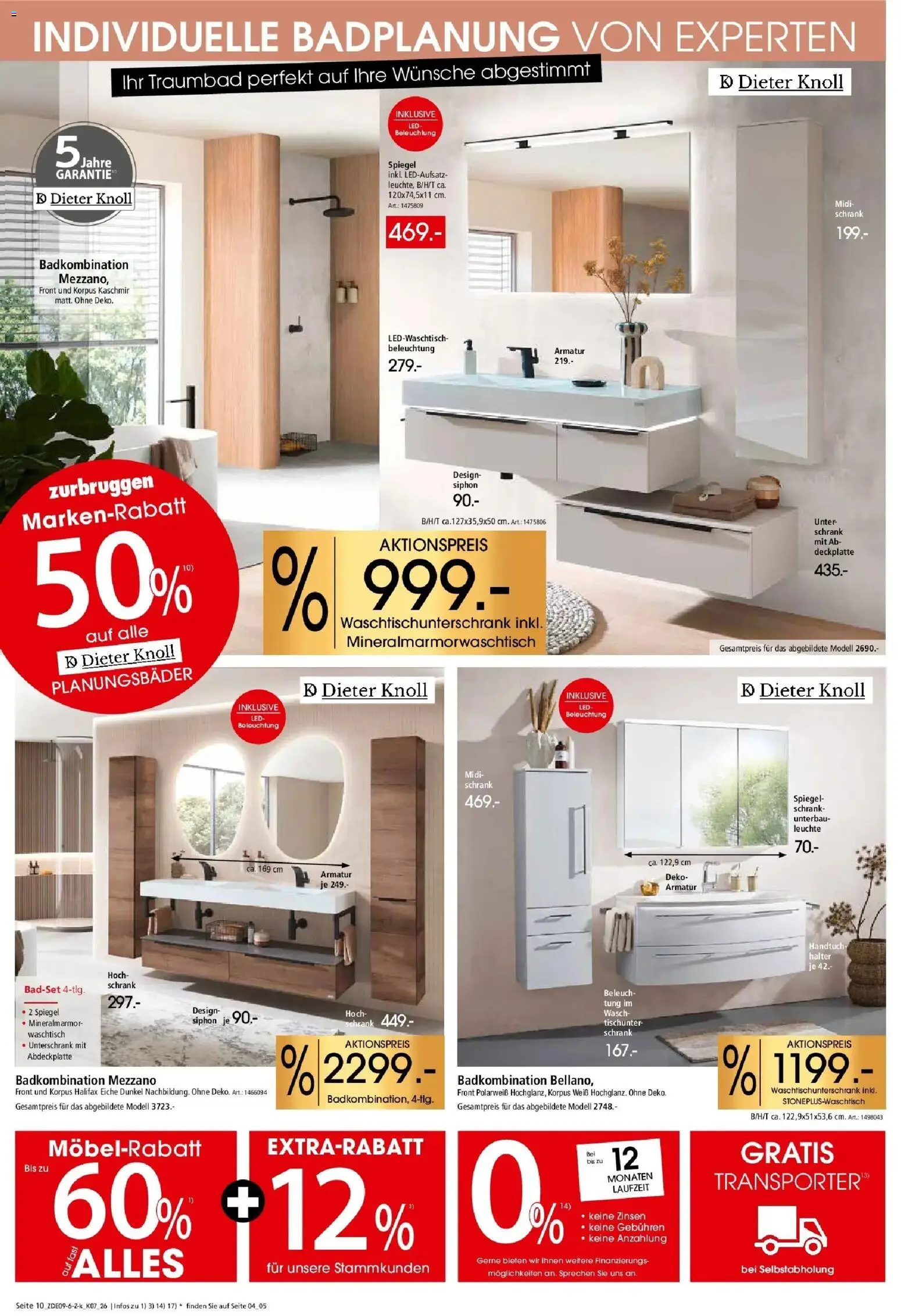 Zurbrüggen Küchen für ihr Zuhause – gültig ab 12.09.2026 | Seite: 20 | Produkte: Spiegel, Armatur, Waschtisch, Unterschrank