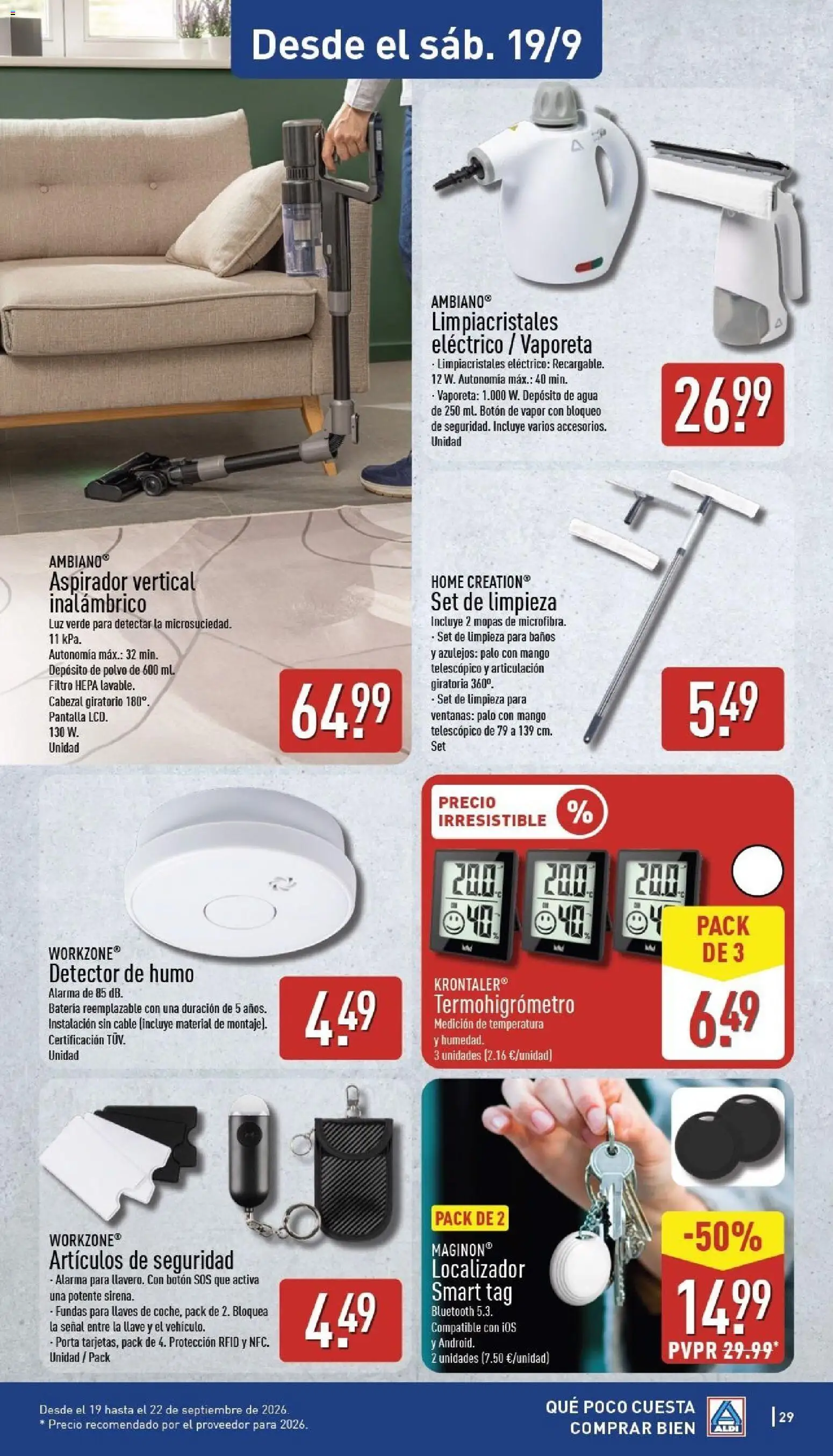 Aldi folleto Canarias │ válido desde el 14/09/2026 | Página: 29 | Productos: Filtro HEPA, Cable, Aspirador, Agua