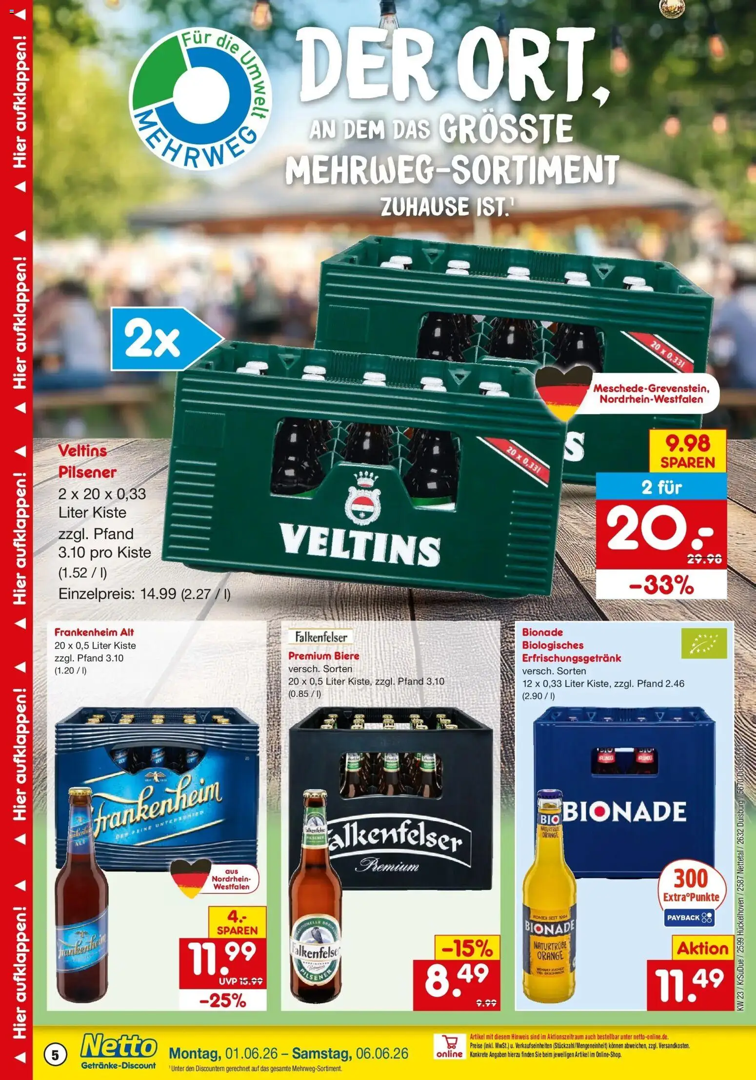 Netto Marken-Discount Prospekt Hückelhoven-Baal – gültig ab 01.06.2026 | Seite: 5 | Produkte: Bionade, Veltins