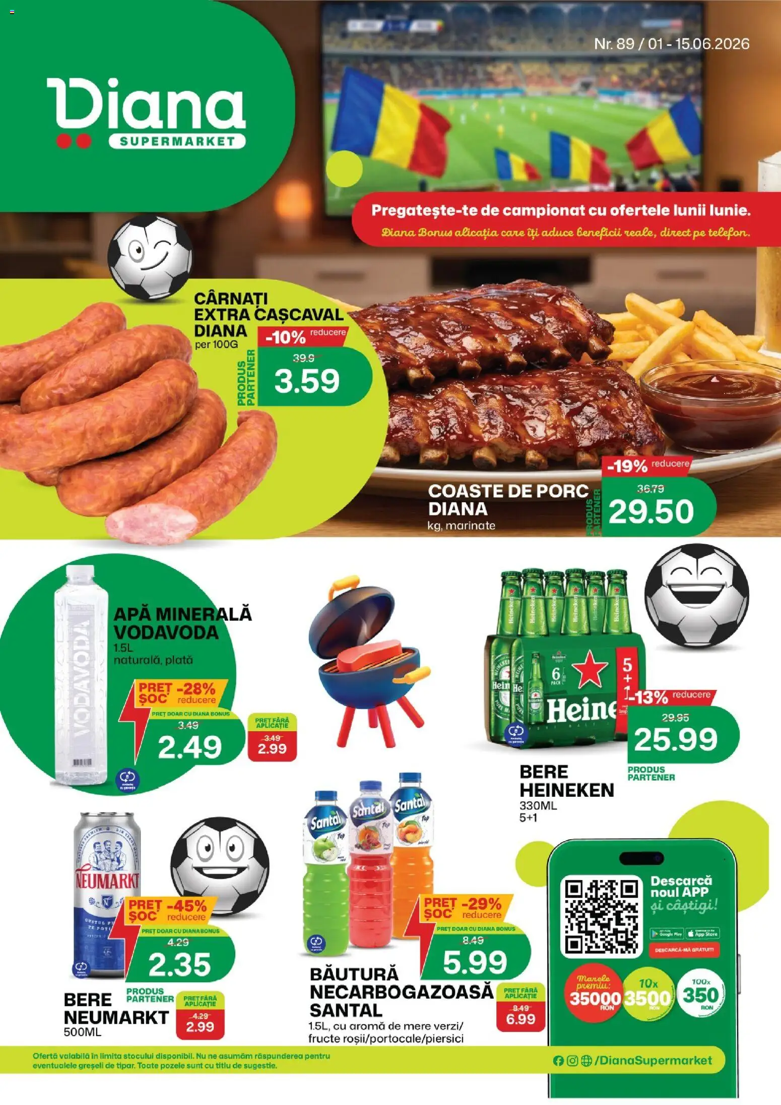 Noul catalog Diana – valabil de la 01.06.2026 | Pagină: 1 | Produse: Cașcaval, Bere, Mere, Apă