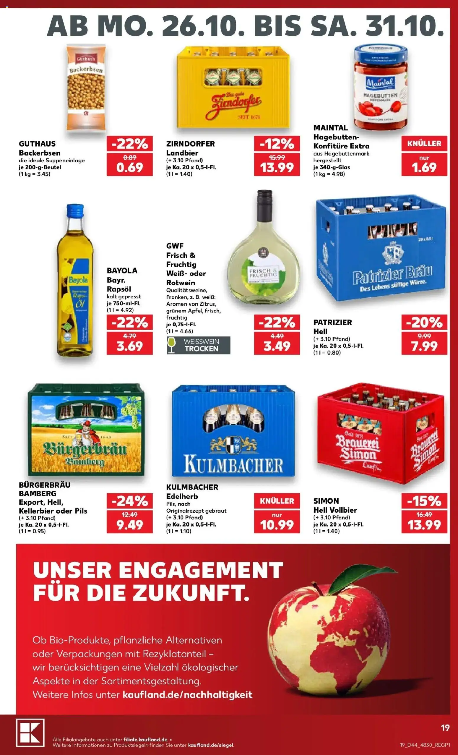 Prospekt Kaufland ab 26.10.2026 » Angebote Online zum Blättern | Seite: 23 | Produkte: Rapsöl, Weißwein, Rotwein, Pils
