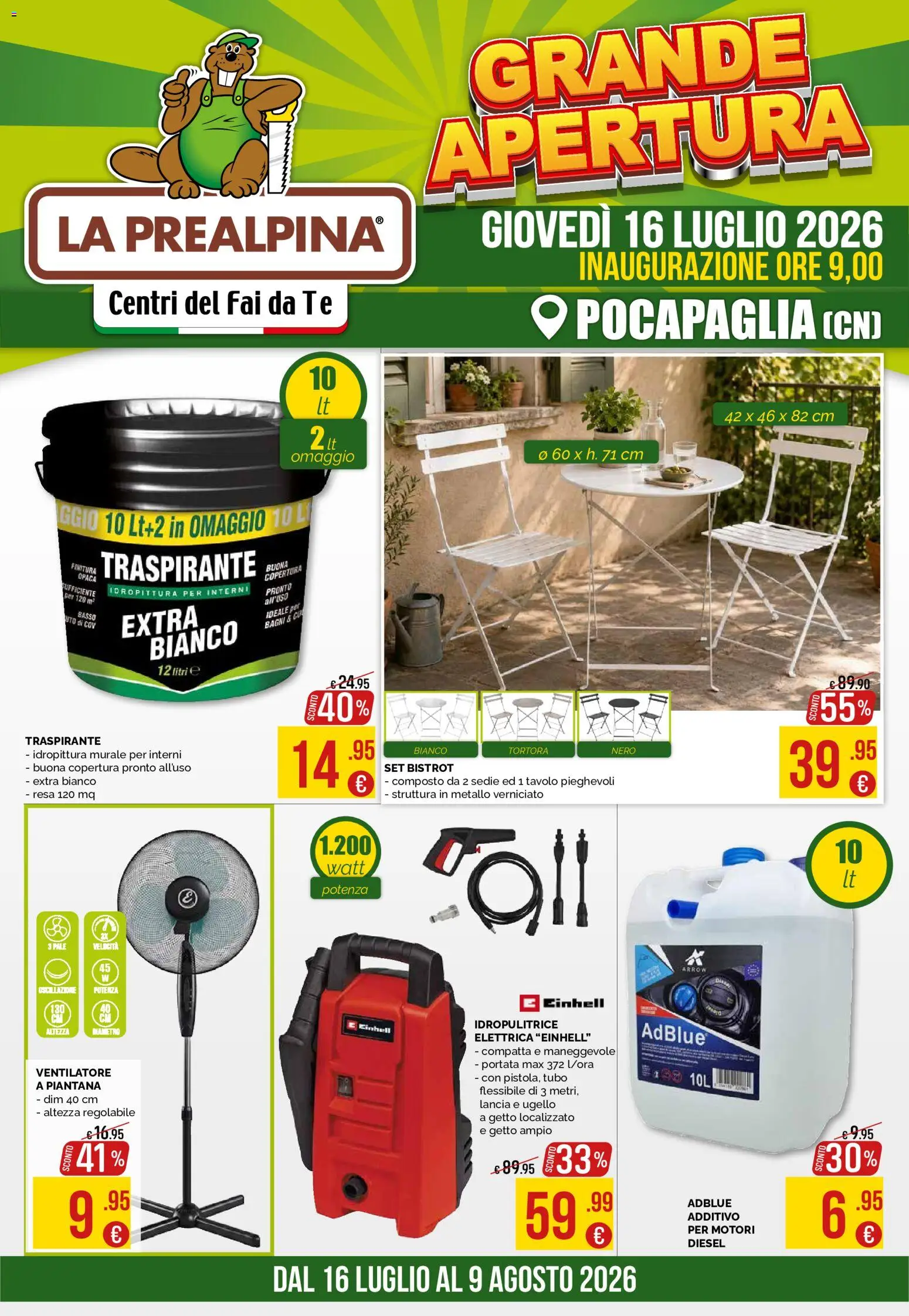 Volantino La Prealpina del 16/07/2026 | Pagina: 1 | Prodotti: Ventilatore, Tè, Tubo, Tavolo