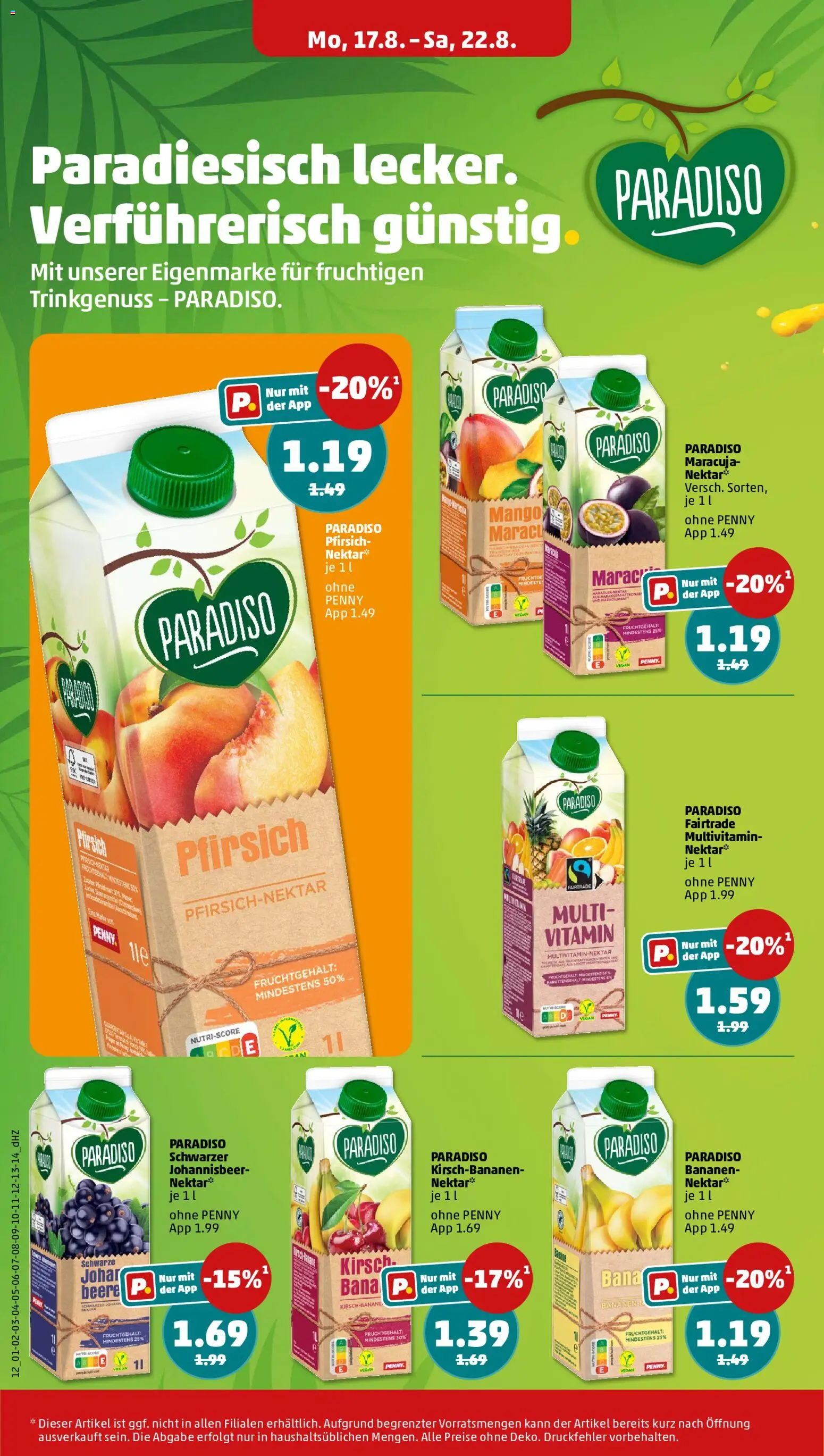 Penny Prospekt – gültig ab 17.08.2026 | Seite: 18 | Produkte: Bananen, Mango, Pfirsich