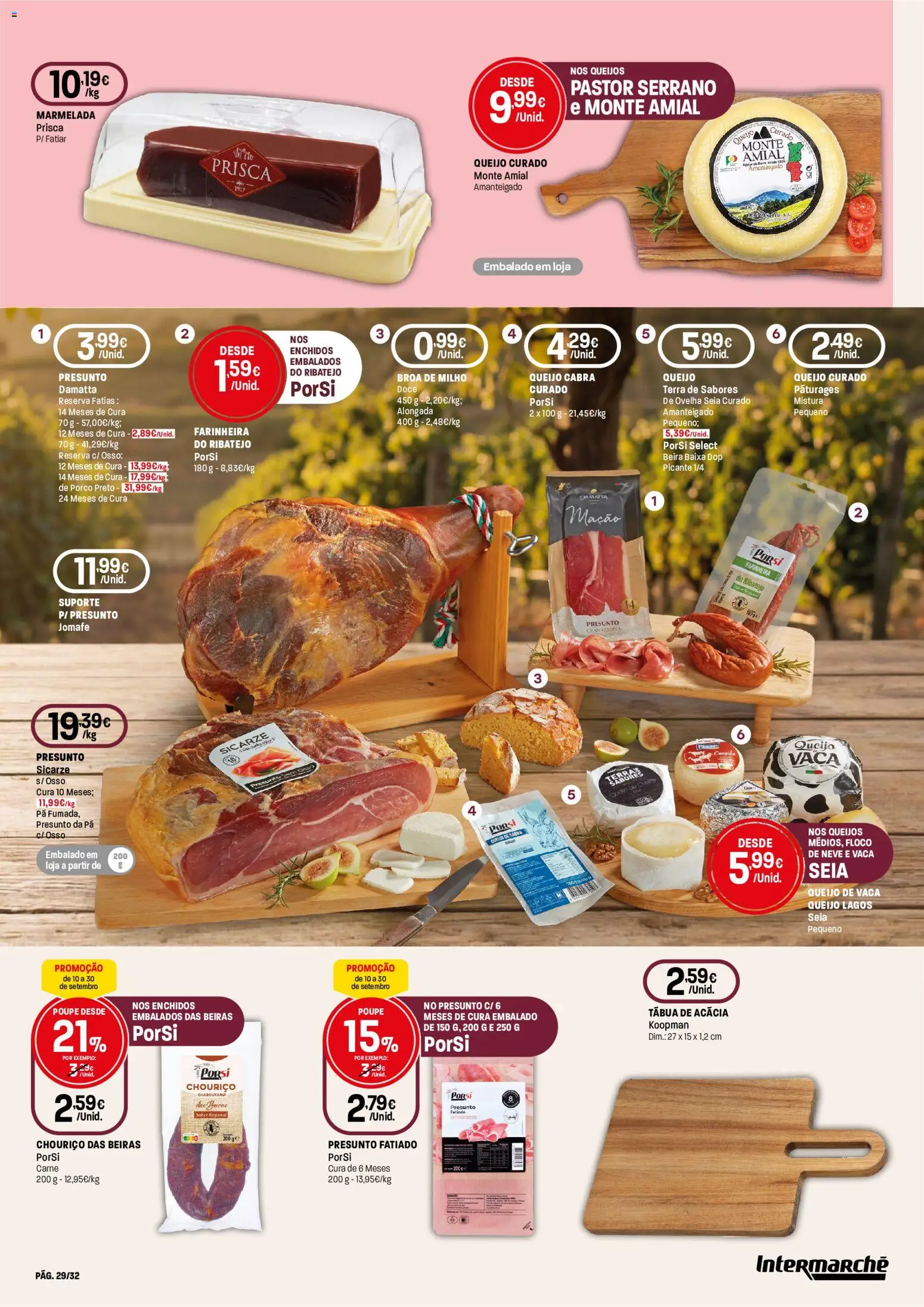 Intermarché folheto Especial Vinhos Super │ válido de 10/09/2026 | Página: 29 | Produtos: Queijo de cabra, Presunto, Queijo curado, Pá