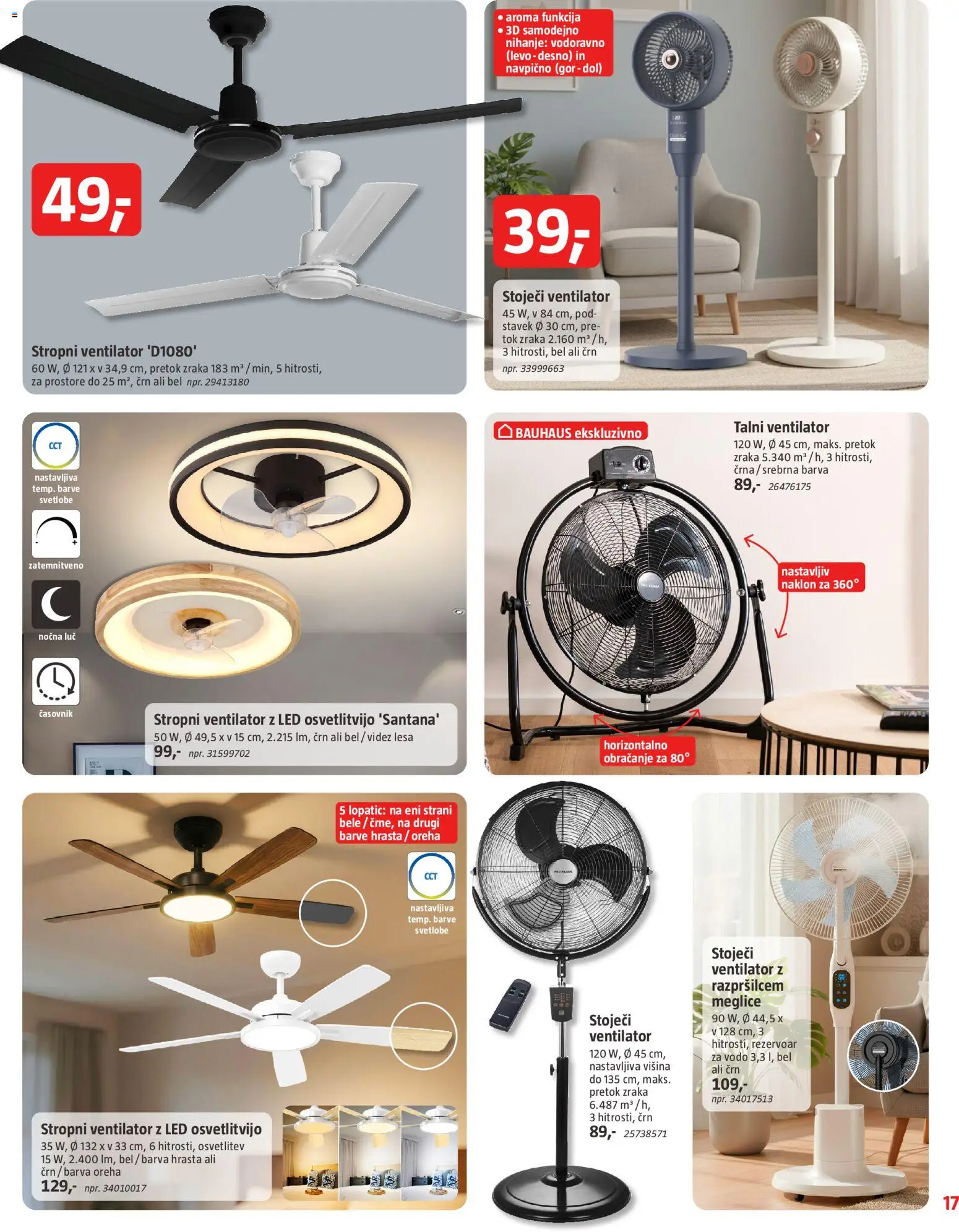Novi Bauhaus katalog ponudbe – veljaven od 17.06.2026 | Stran: 17 | Izdelki: Stoječi ventilator, Talni ventilator, Časovnik, Stropni ventilator
