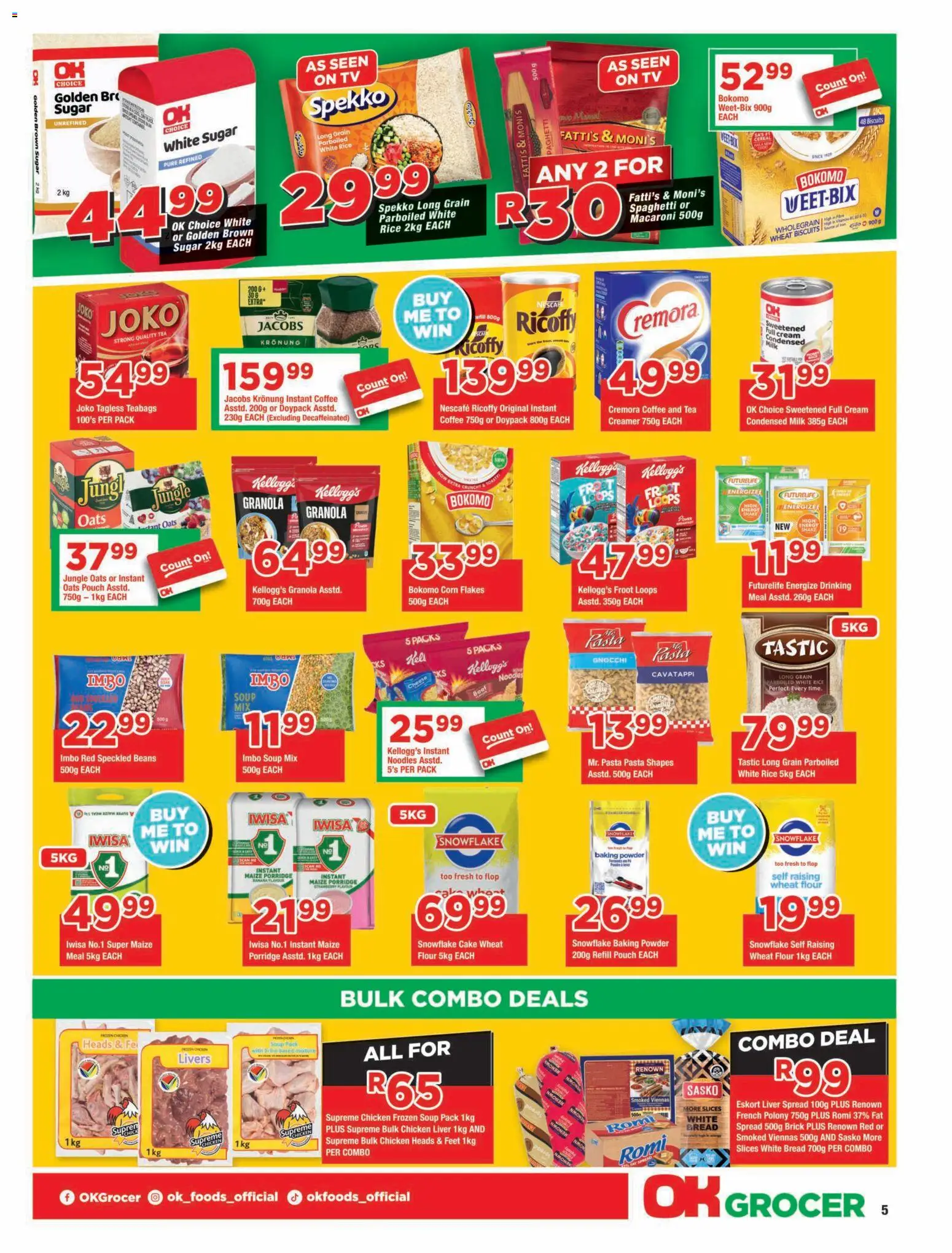 New OK Foods catalogue – valid from 24/07/2026 | Page: 5 | Products: Cake, Flour, Oats, Tea
