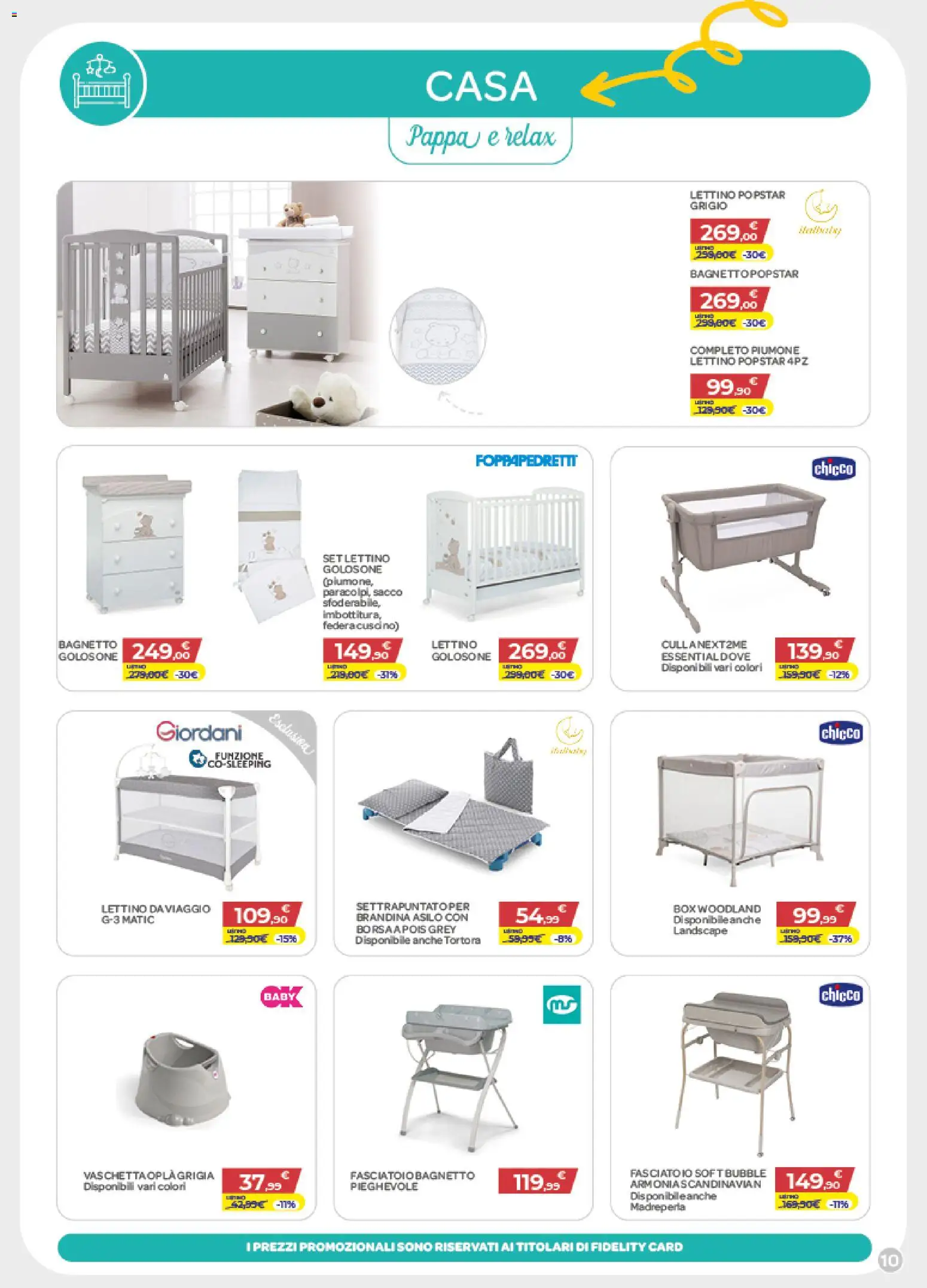 Volantino Bimbo store del 30/07/2026 | Pagina: 10 | Prodotti: Lettino, Bagnetto, Cuscino, Federa