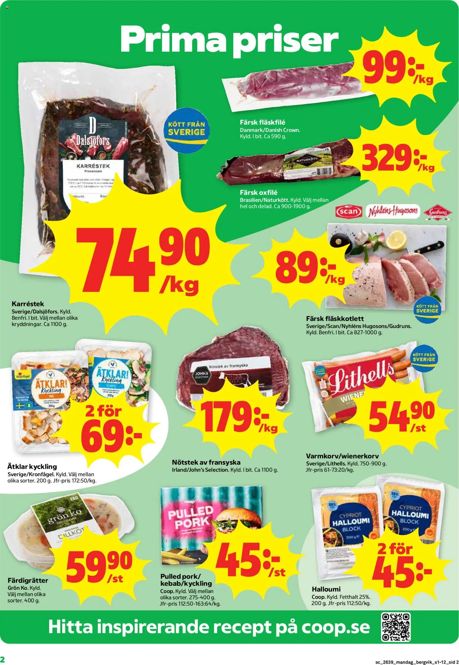 Stora Coop reklamblad aktuell från 21/09/2026 | Sida: 2 | Produkter: Färdigrätter, Halloumi, Fläskfilé, Oxfilé