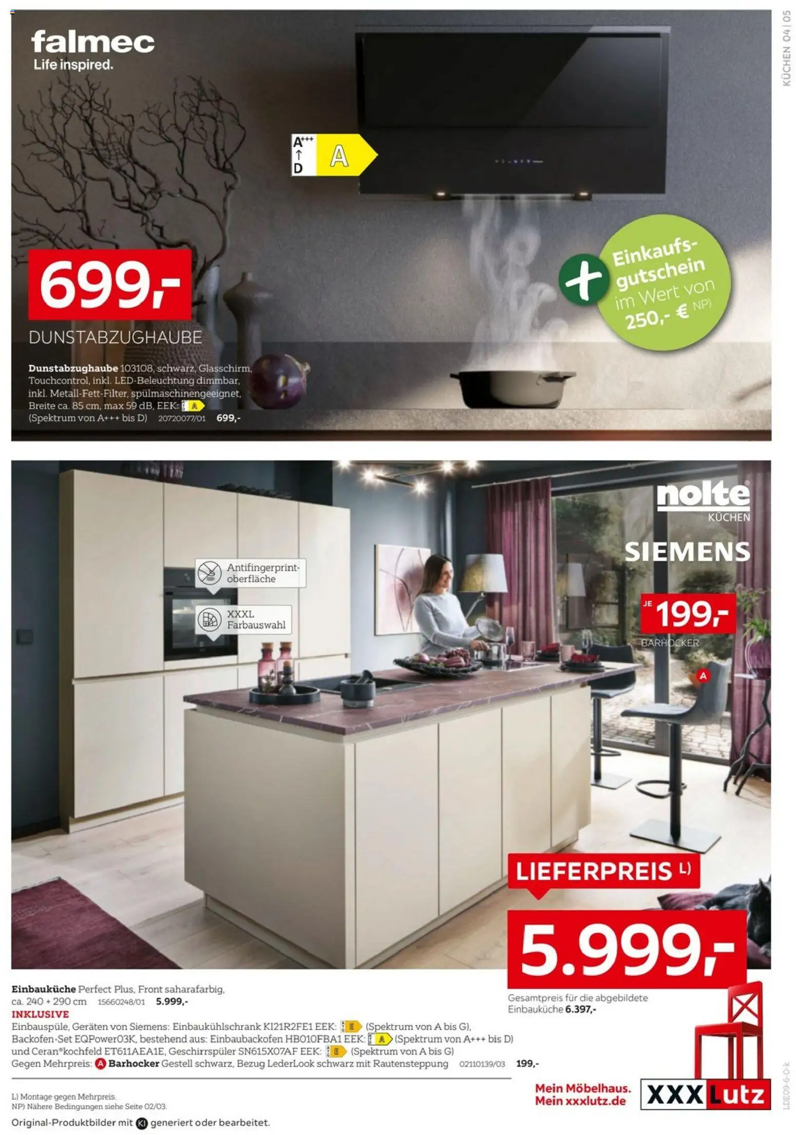 XXXLutz Nr. 1 bei Küchen – gültig ab 05.09.2026 | Seite: 5 | Produkte: Siemens, Einbauküche, Barhocker, Kuchen