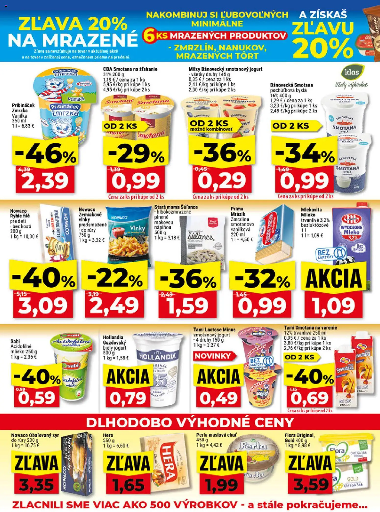 Nové Klas akcie – leták je platný od 24.08.2026 | Strana: 9 | Produkty: Syr, Zmrzlina, Omega, Flora