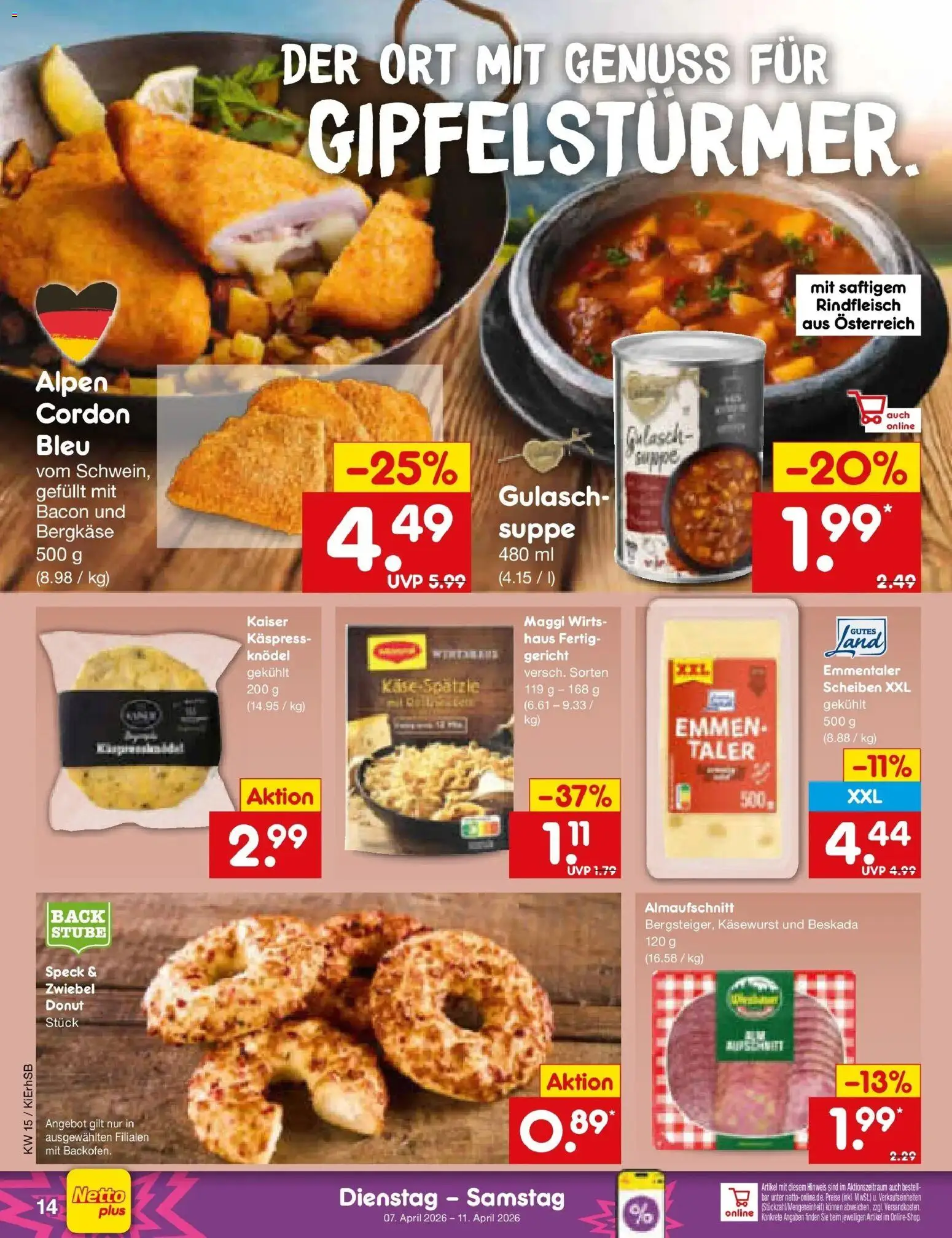 Netto Marken-Discount Prospekt Bad Friedrichshall	 – gültig ab 07.04.2026 | Seite: 16 | Produkte: Maggi, Käse, Gulasch, Rindfleisch