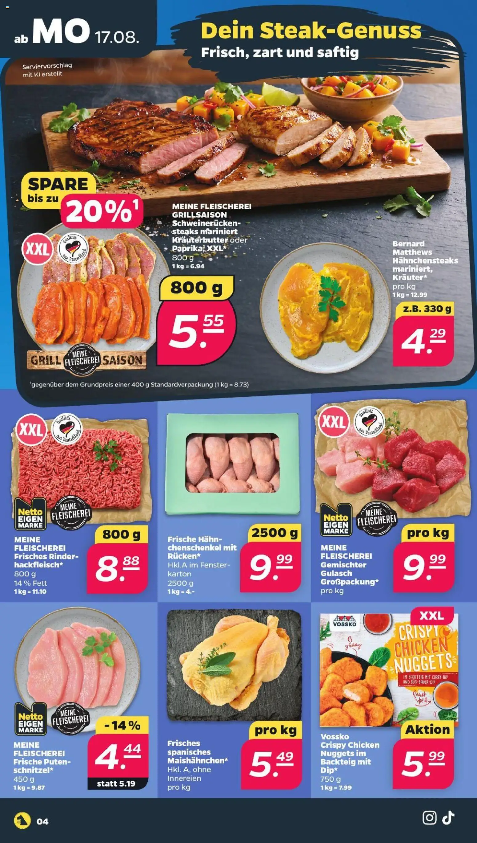 Netto Prospekt – gültig ab 17.08.2026 | Seite: 6 | Produkte: Grill, Kräuterbutter, Gulasch, Schweinerucken