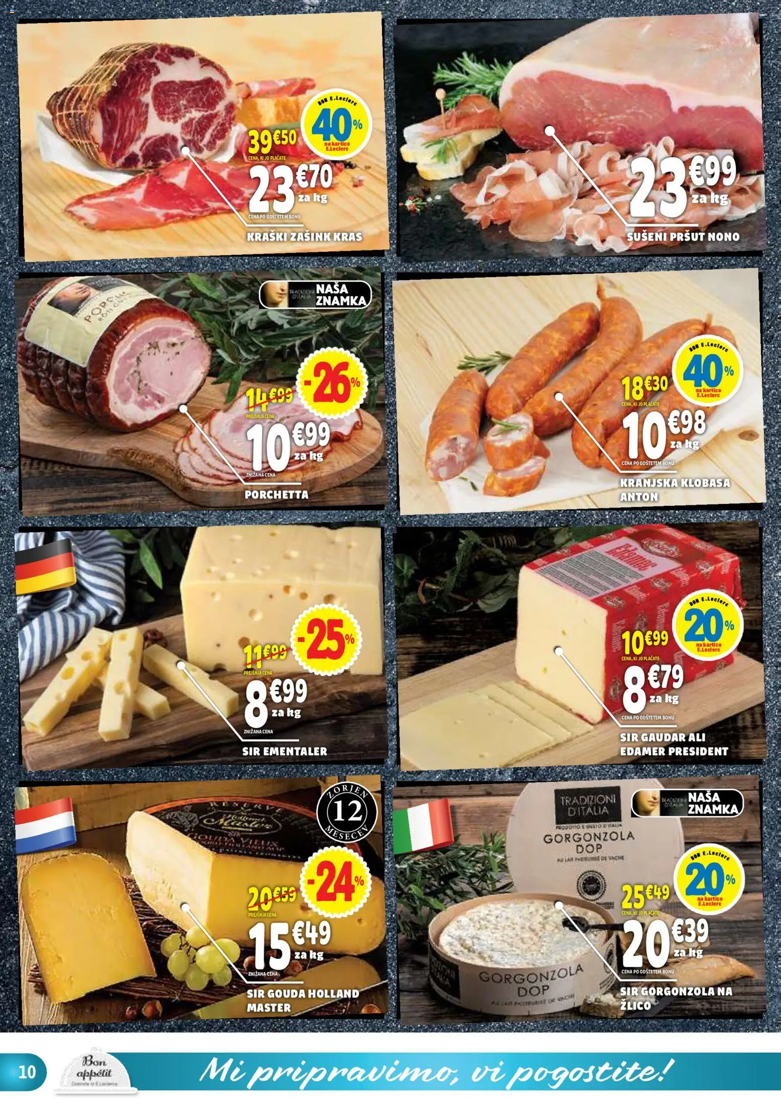 Novi E.leclerc katalog ponudbe – veljaven od 08.07.2026 | Stran: 10 | Izdelki: Pršut, Sir