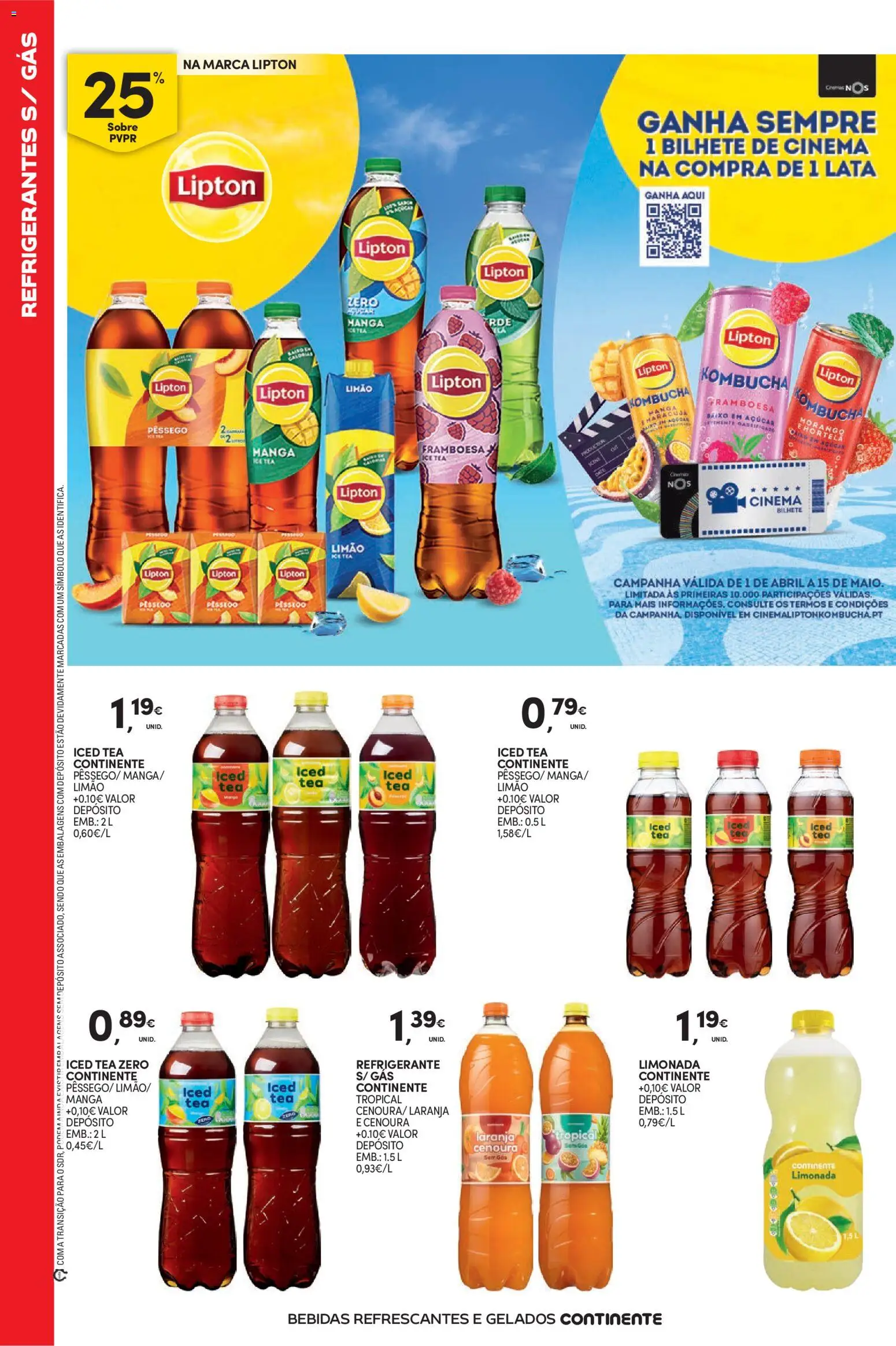 Continente Bebidas Refrescantes e Gelados │ válido de 23/06/2026 | Página: 6 | Produtos: Refrigerante, Kombucha, Açúcar, Cenoura