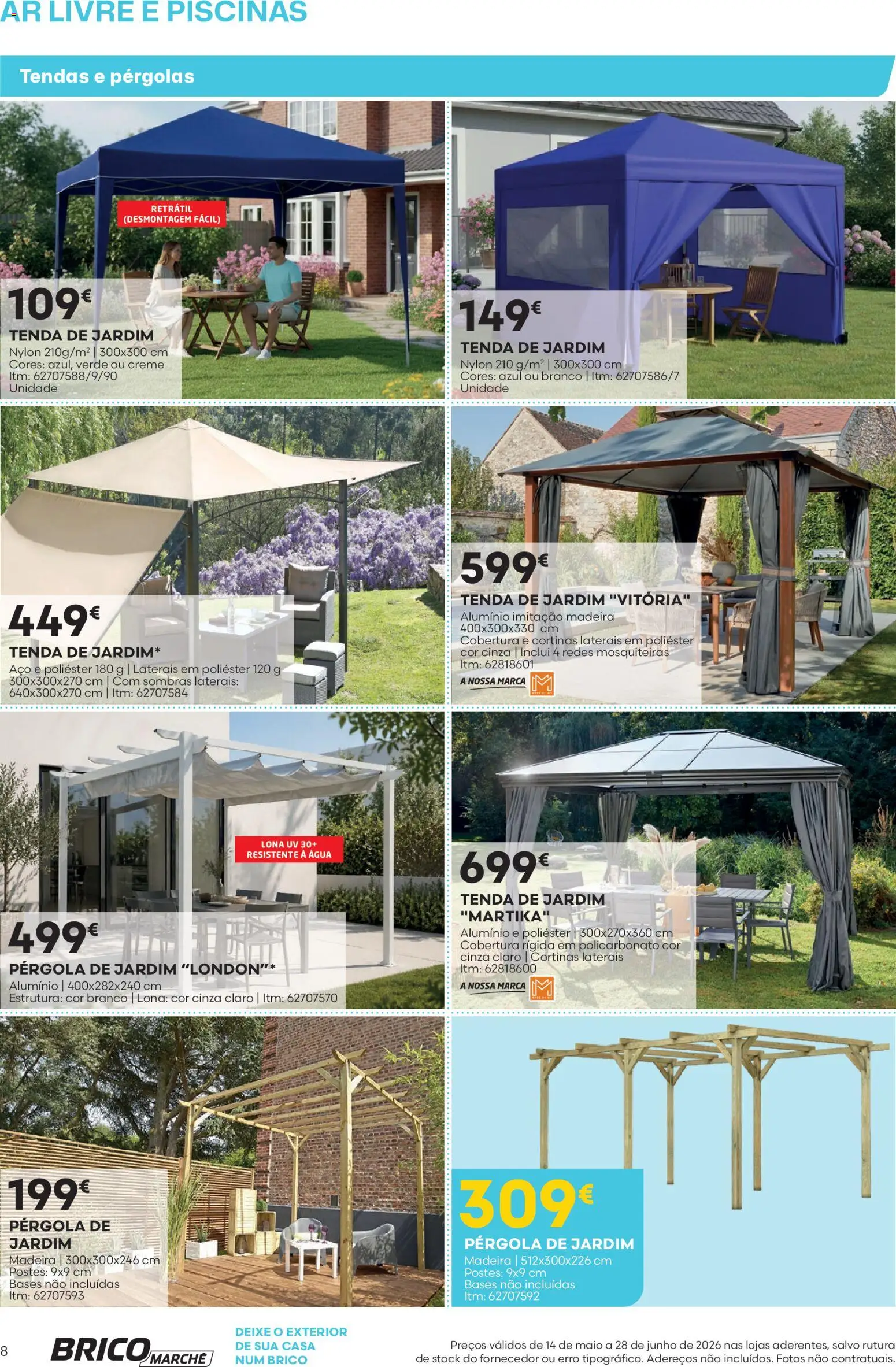 BricoMarché Catálogo Ar Livre e Piscinas - Vila do Conde │ válido de 14.05.2026 | Página: 8 | Produtos: Agua, Piscinas, Sombras, Creme
