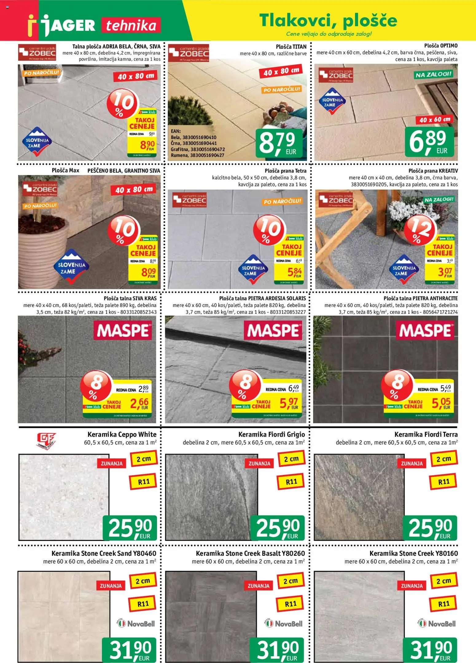Novi Jager katalog ponudbe – veljaven od 22.07.2026 | Stran: 7 | Izdelki: Teza, Kos, Barva