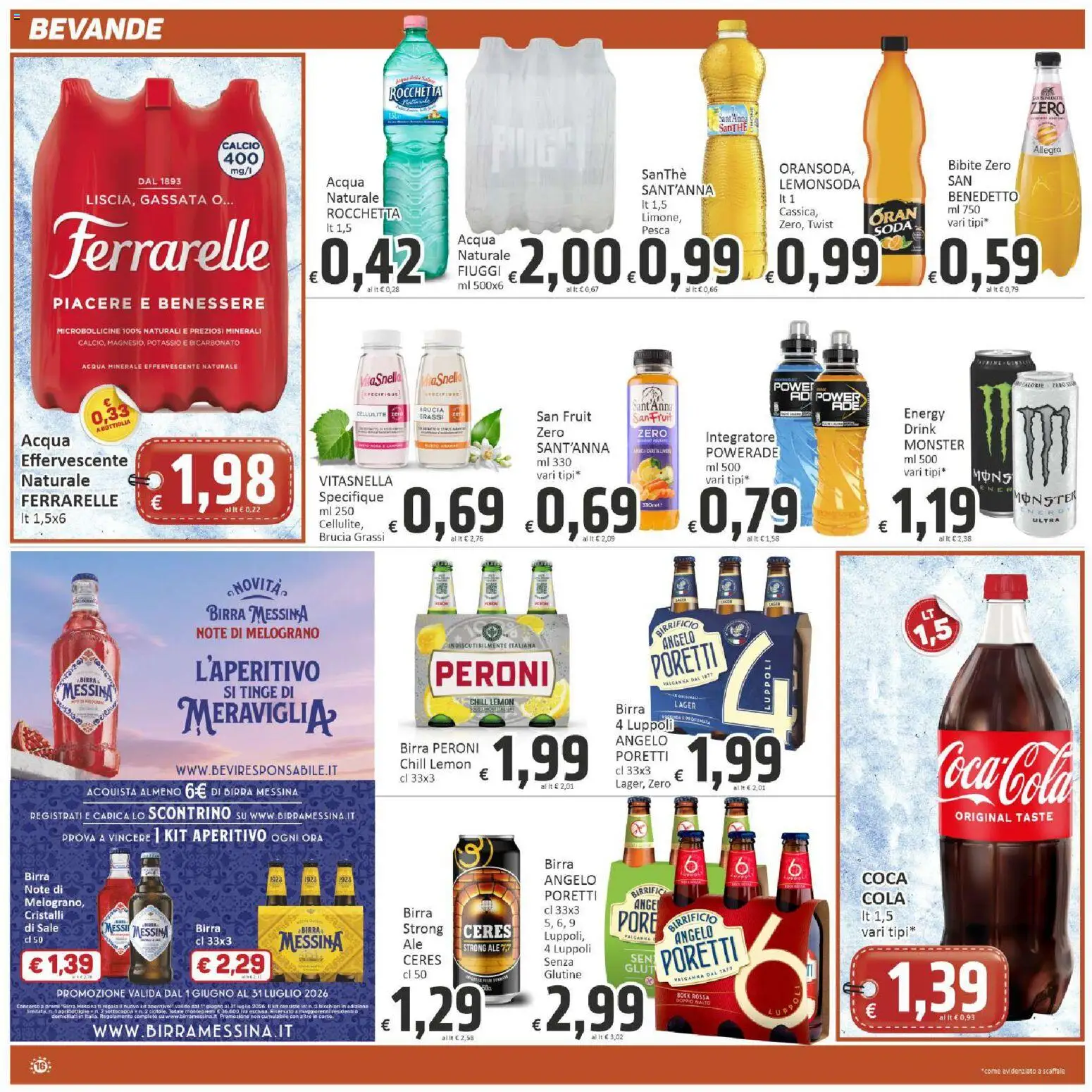 Volantino Paghi Poco del 30/06/2026 | Pagina: 16 | Prodotti: Bicarbonato, Sale, Bibite, Birra messina