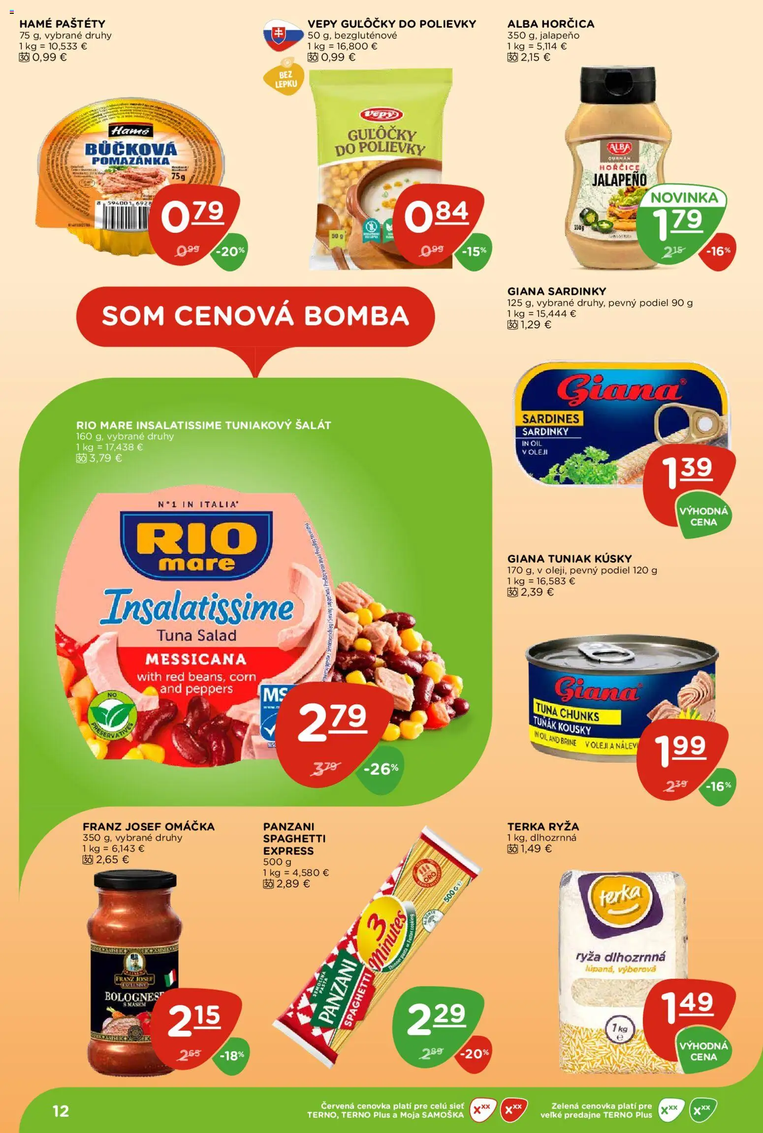 Nové Terno akcie – leták je platný od 08.10.2026 | Strana: 12 | Produkty: Tuniak, Polievky, Šalát, Omáčka