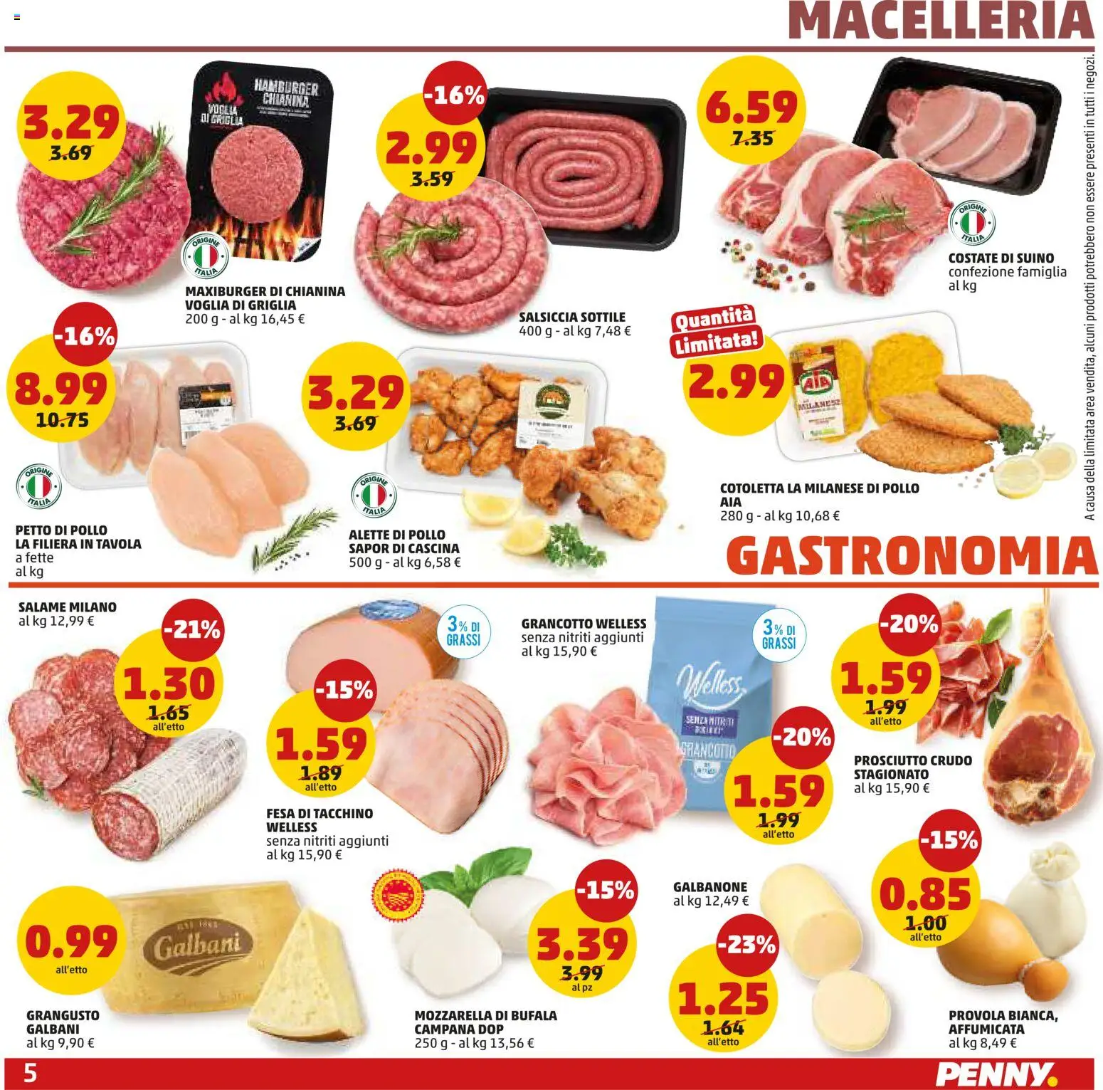 Volantino PENNY del 18.06.2026 | Pagina: 5 | Prodotti: Prosciutto Crudo, Suino, Mozzarella, Prosciutto