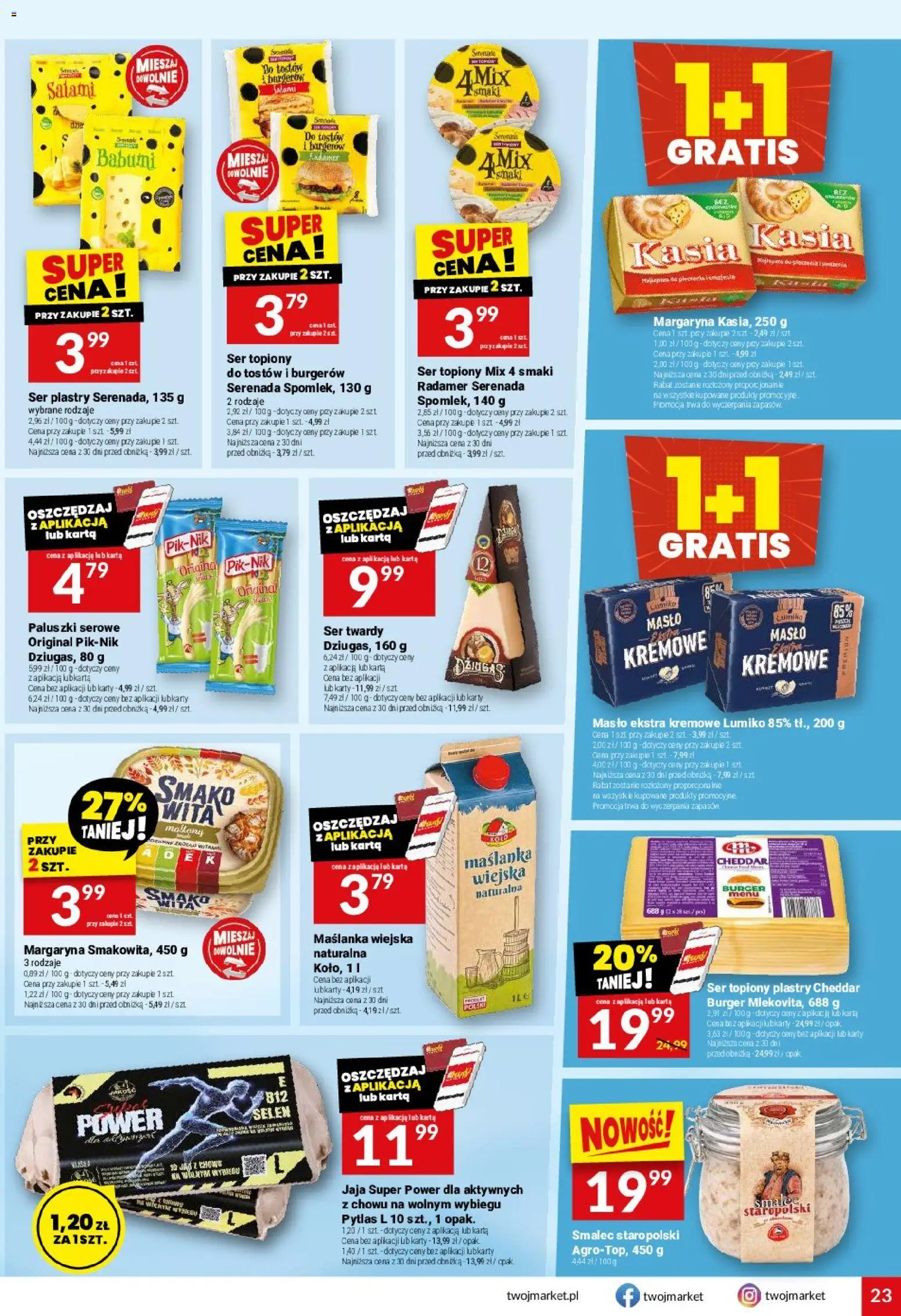 Twój Market gazetka od 13.05.2026 | Strona: 23 | Produkty: Margaryna, Masło, Paluszki serowe, Jaja