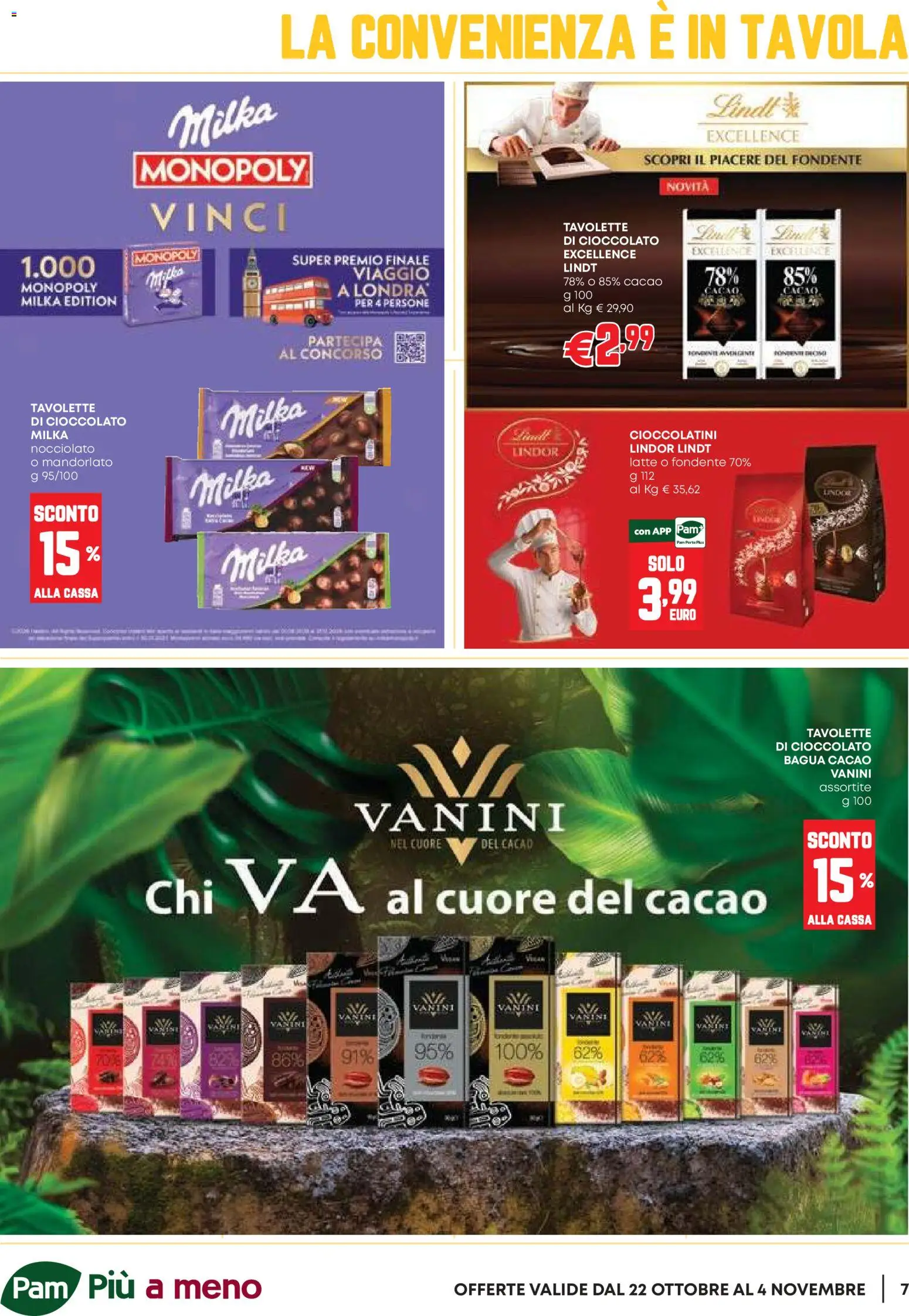 Volantino PAM del 22/10/2026 | Pagina: 7 | Prodotti: Cioccolato, Lindt, Latte, Cioccolatini