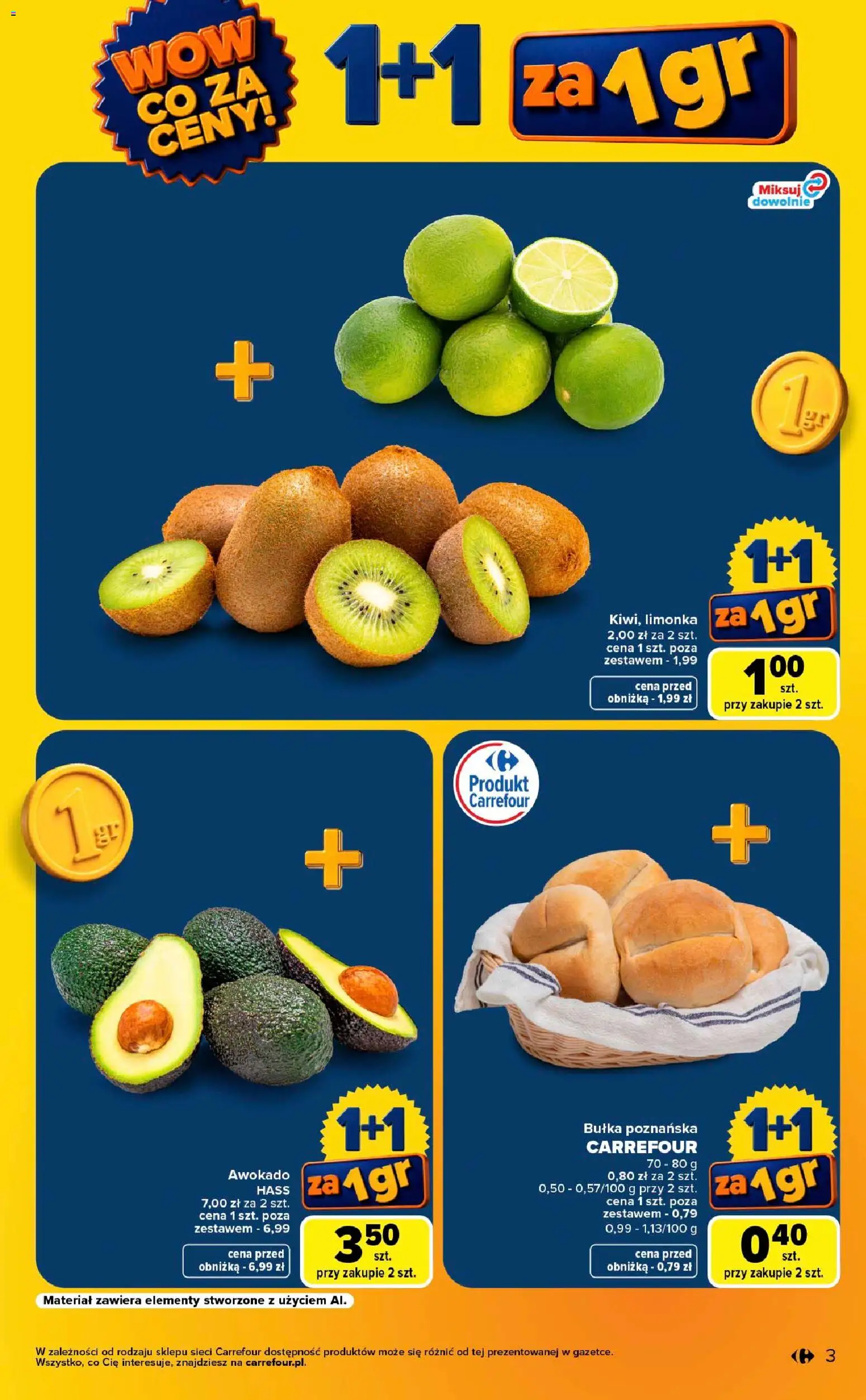 Carrefour gazetka - Wow co za ceny od 10.08.2026 | Strona: 3 | Produkty: Limonka, Bułka, Bułka poznańska, Awokado