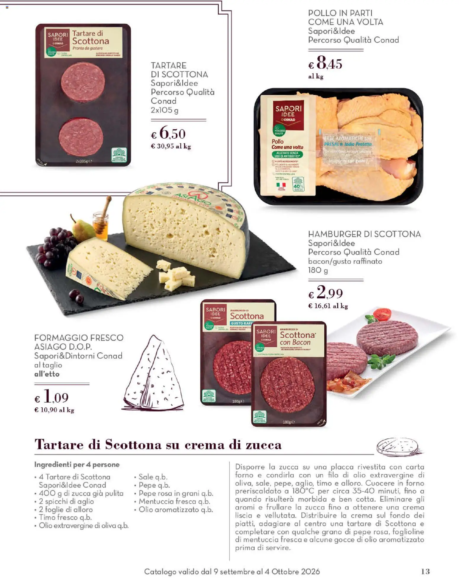 Volantino Conad del 09/09/2026 | Pagina: 13 | Prodotti: Taglio, Formaggio, Zucca, Ingredienti