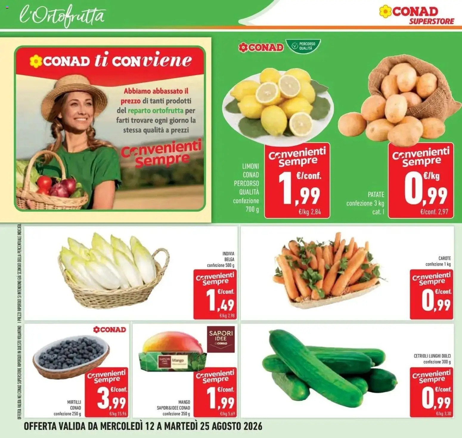 Volantino Conad dal 12/08/2026 > Anteprima | Pagina: 8 | Prodotti: Patate, Carote, Dolci, Indivia
