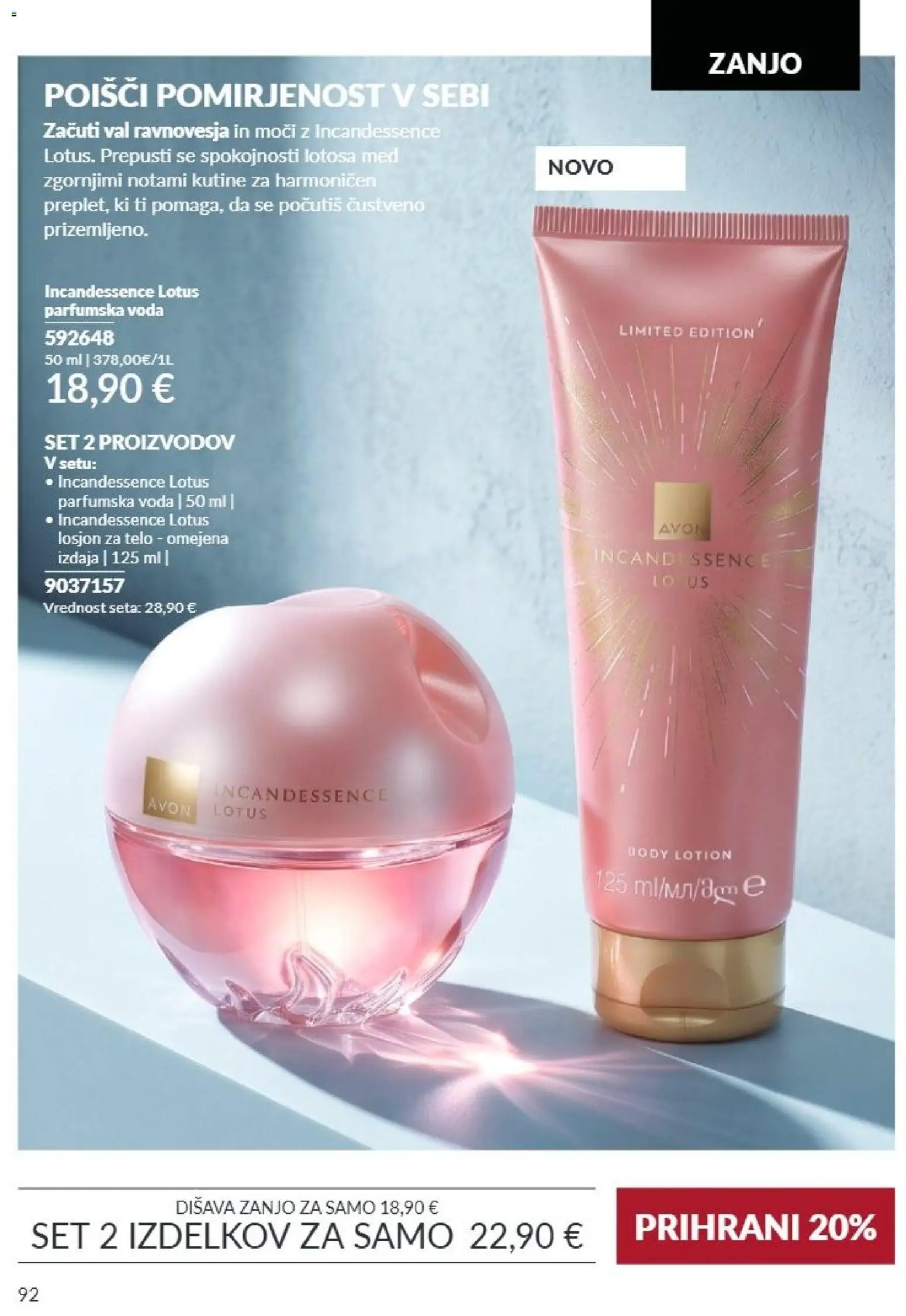 Novi Avon katalog ponudbe – veljaven od 01.09.2026 | Stran: 92 | Izdelki: Med, Lotus, Voda, Parfumska voda