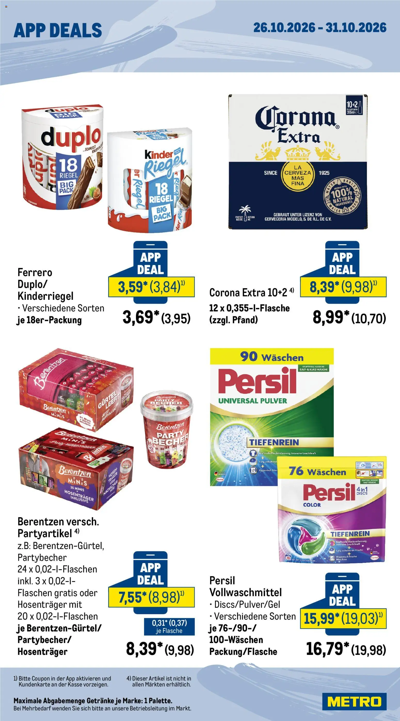 Metro App-Deals – gültig ab 26.10.2026 | Seite: 2 | Produkte: Gürtel, Berentzen, Persil