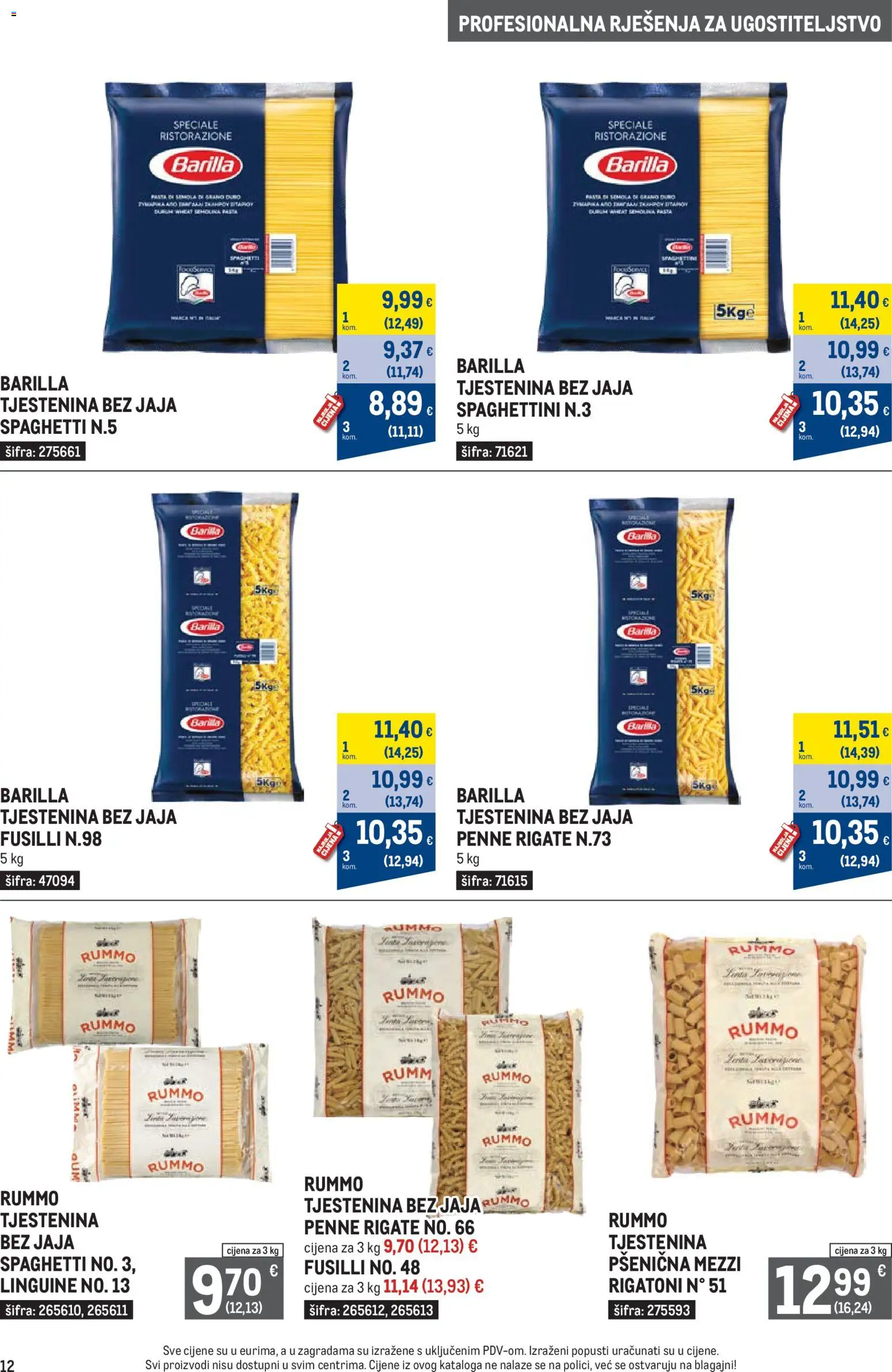 Metro katalog | vrijedi od 03.08.2026 | Stranica: 12 | Proizvodi: Jaja, Tjestenina, Barilla