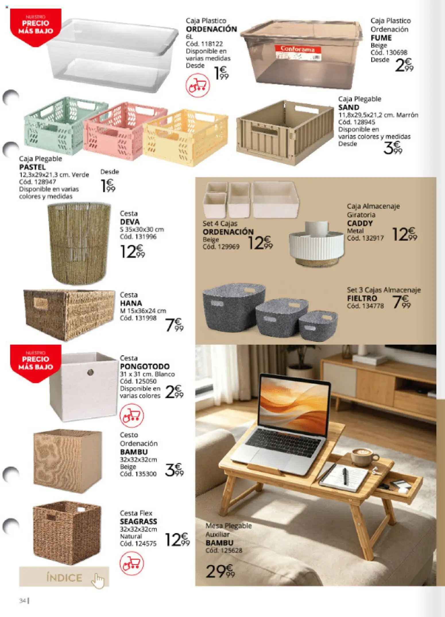 Conforama Despachos for all │ válido desde el 12/08/2026 | Página: 34 | Productos: Almacenaje, Mesa, Caja, Cesta