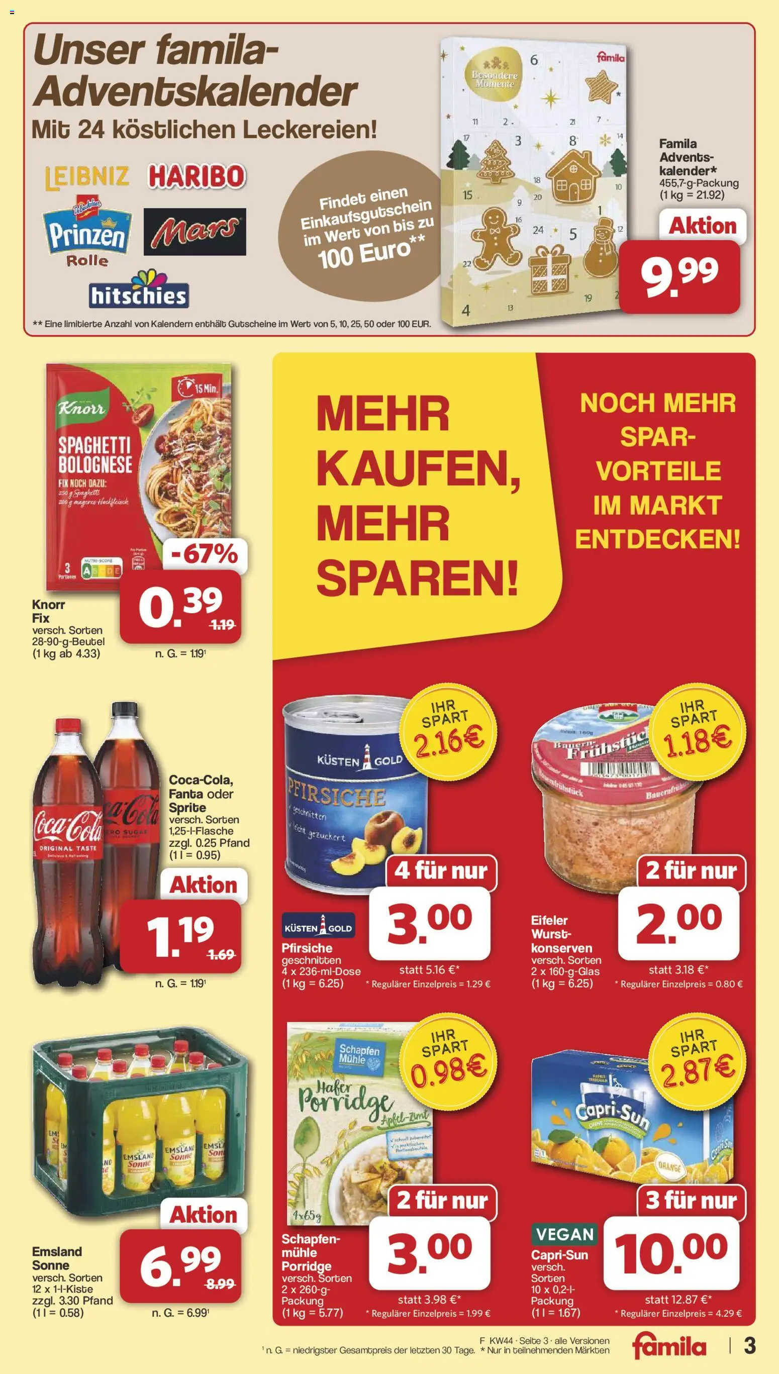 Famila Nordwest Prospekt – gültig ab 26.10.2026 | Seite: 3 | Produkte: Mühle, Mars, Wurst, Hackfleisch