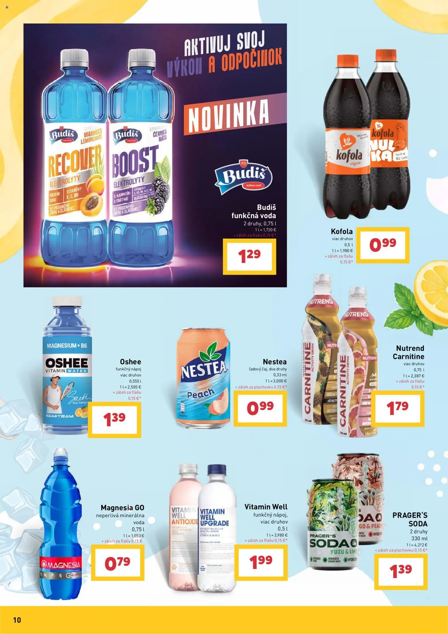 Nové Billa akcie – leták je platný od 27.05.2026 | Strana: 10 | Produkty: Kofola, Budiš, Magnesia, Voda