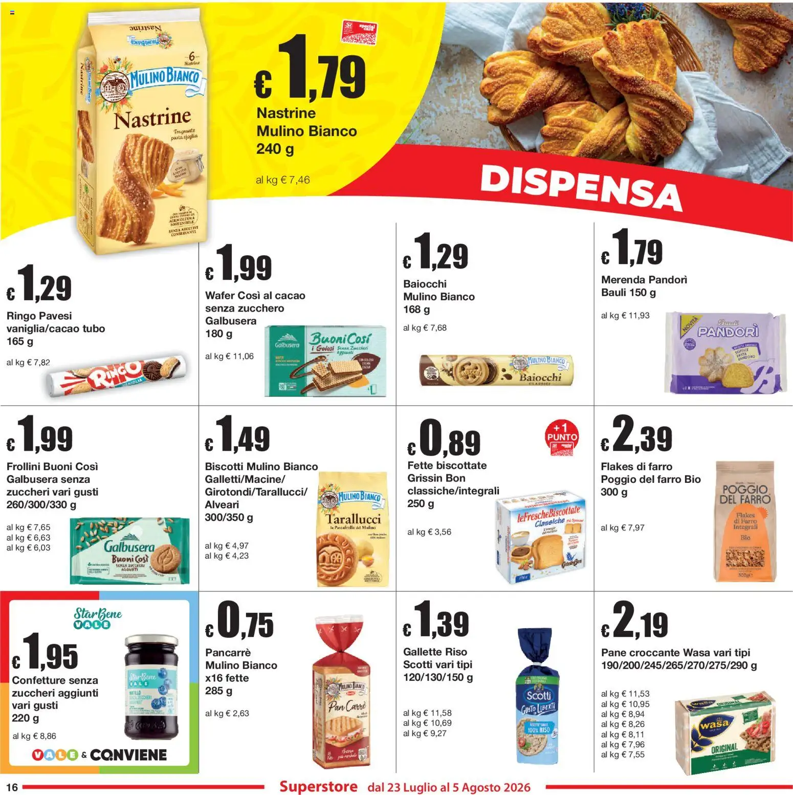 Volantino Sì con Te del 23/07/2026 | Pagina: 16 | Prodotti: Zucchero, Gallette, Cacao, Frollini