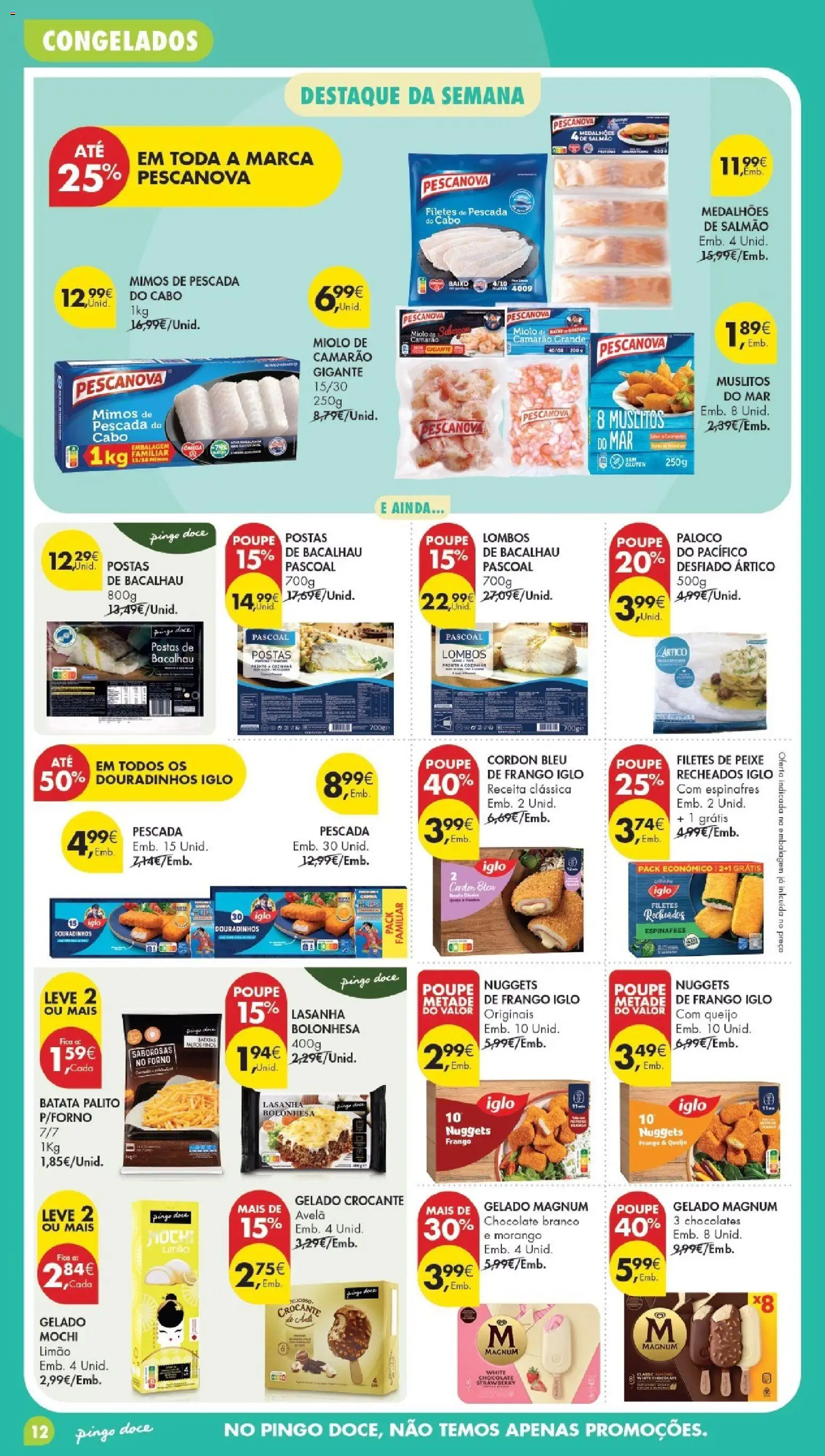 Pingo Doce Folheto Poupe Este Fim de Semana │ válido de 13/10/2026 | Página: 12 | Produtos: Espinafres, Bacalhau, Camarão, Pescada do cabo