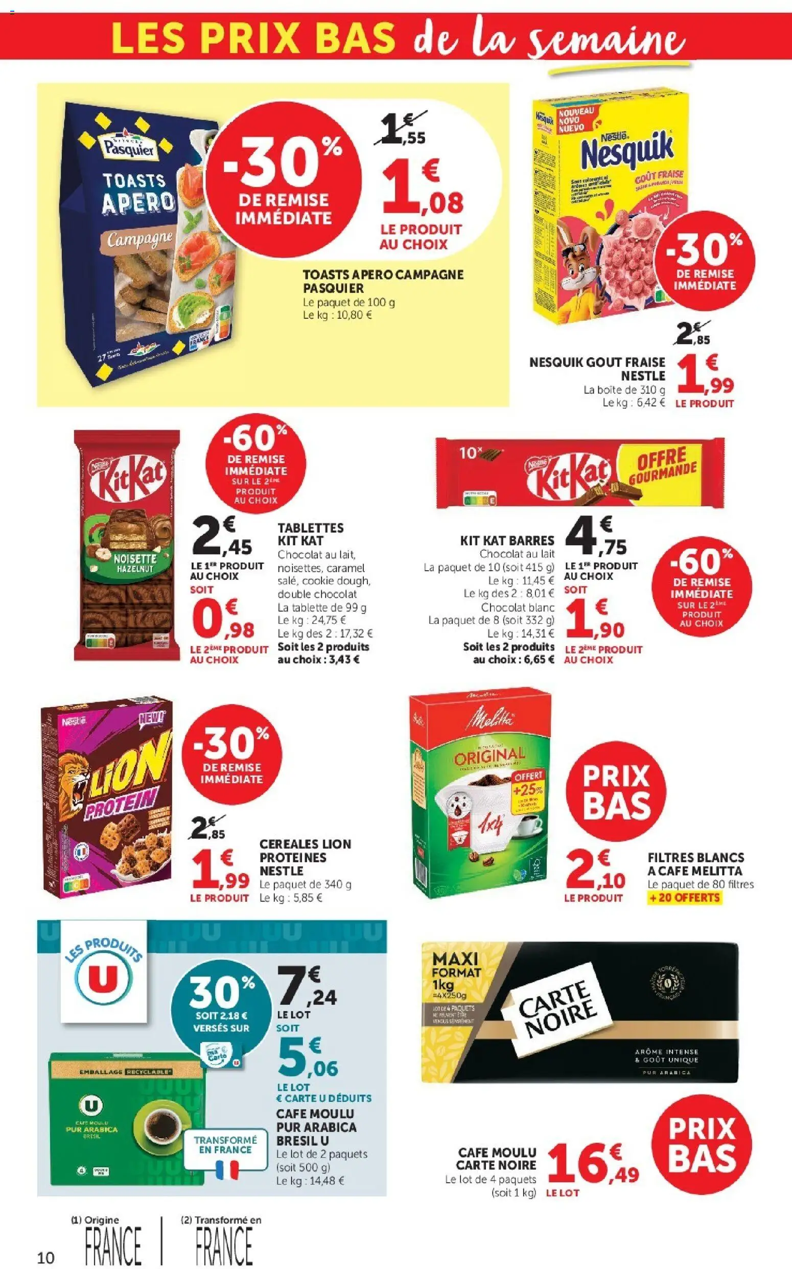 {H1} | Page: 10 | Produits: Tablette, Fraise, Café moulu, Lait