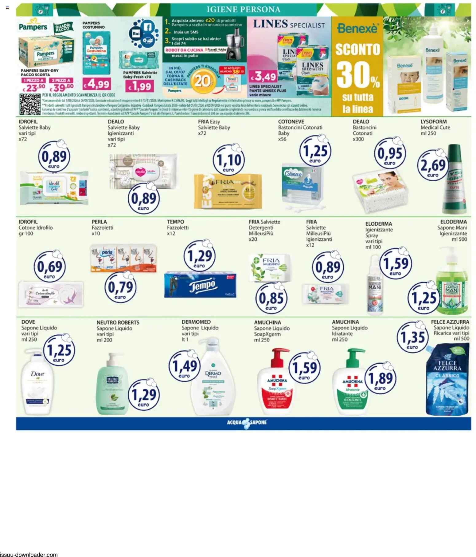 Volantino Acqua e Sapone del 10/08/2026 | Pagina: 10 | Prodotti: Fazzoletti, Robot, Cotone idrofilo, Robot da cucina