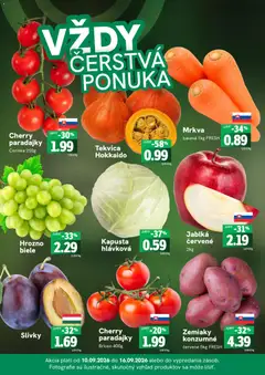 Fresh leták platný od 10.09.2026 | Strana: 3 | Produkty: Kapusta, Mrkva, Zemiaky, Hrozno