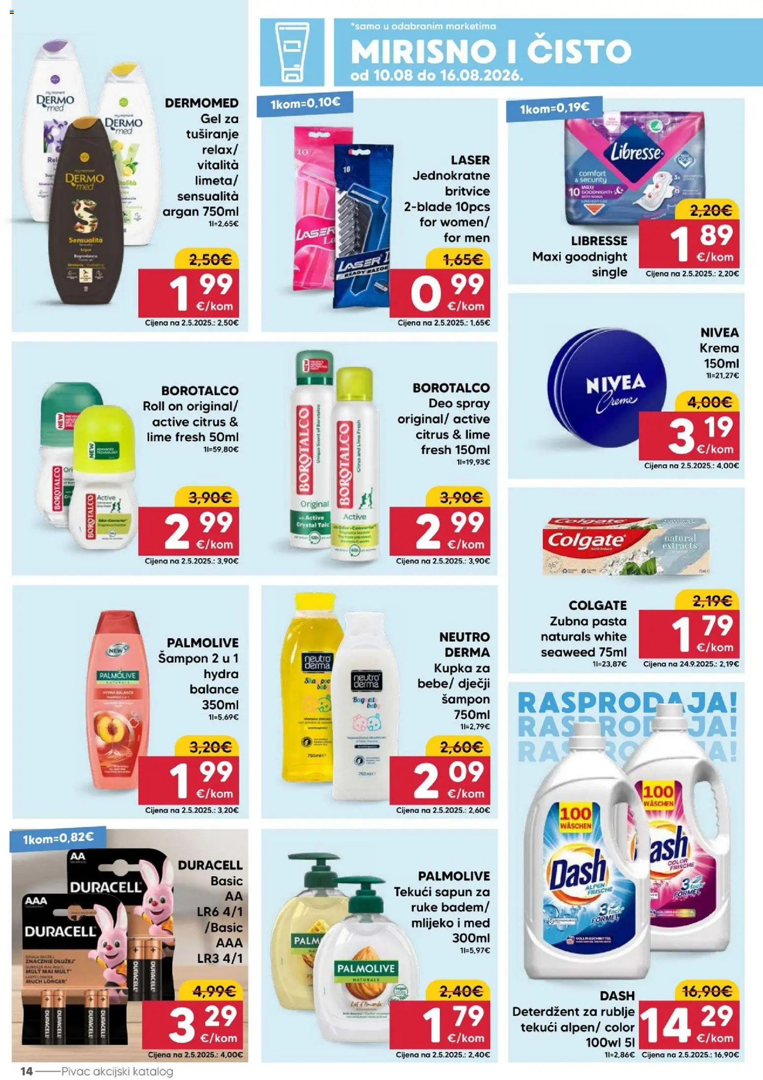 Pivac katalog | vrijedi od 10.08.2026 | Stranica: 14 | Proizvodi: Med, Mlijeko, Sapun, Libresse